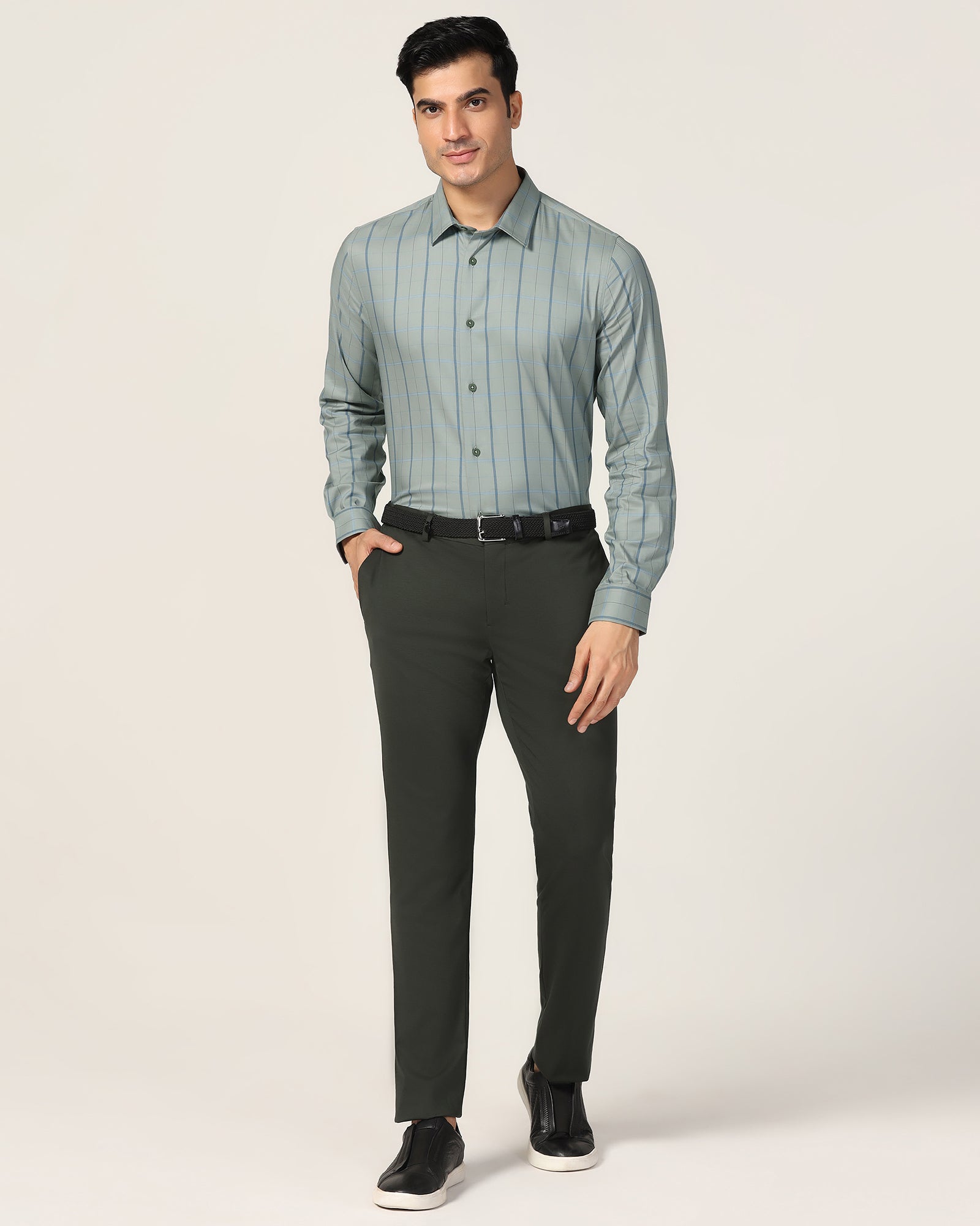 TechPro Formal Olive Check Shirt - Pulse