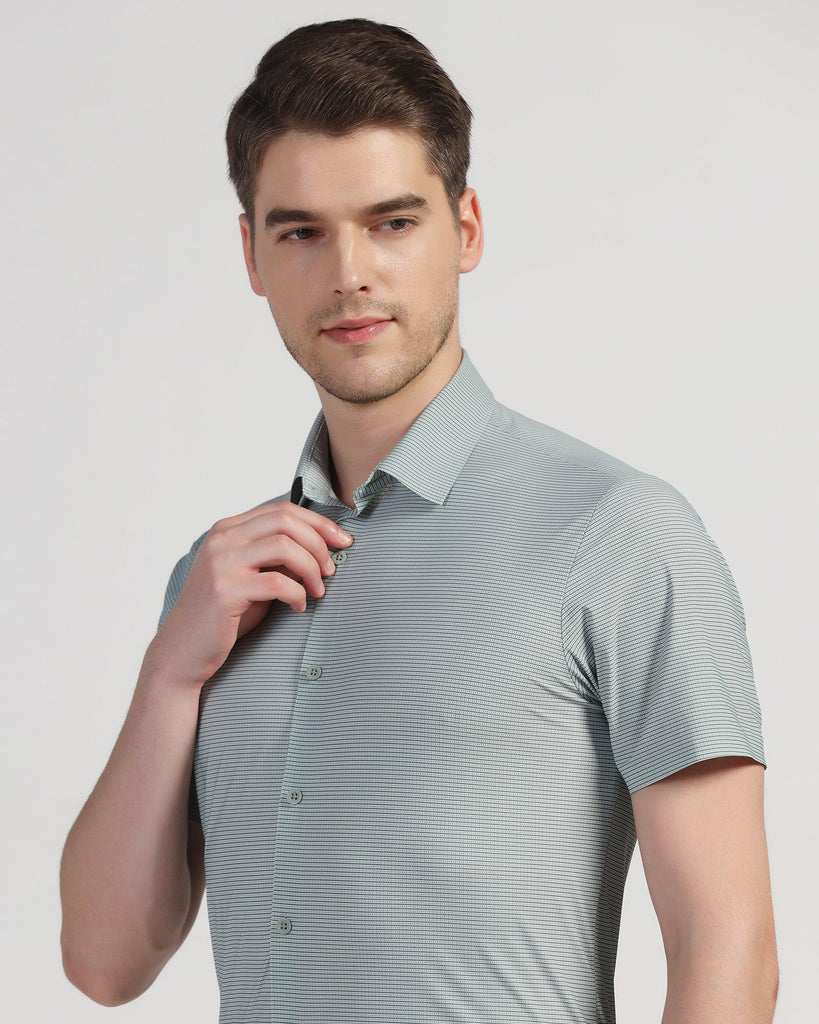 TechPro Formal Half Sleeve Olive Printed Shirt - Joel