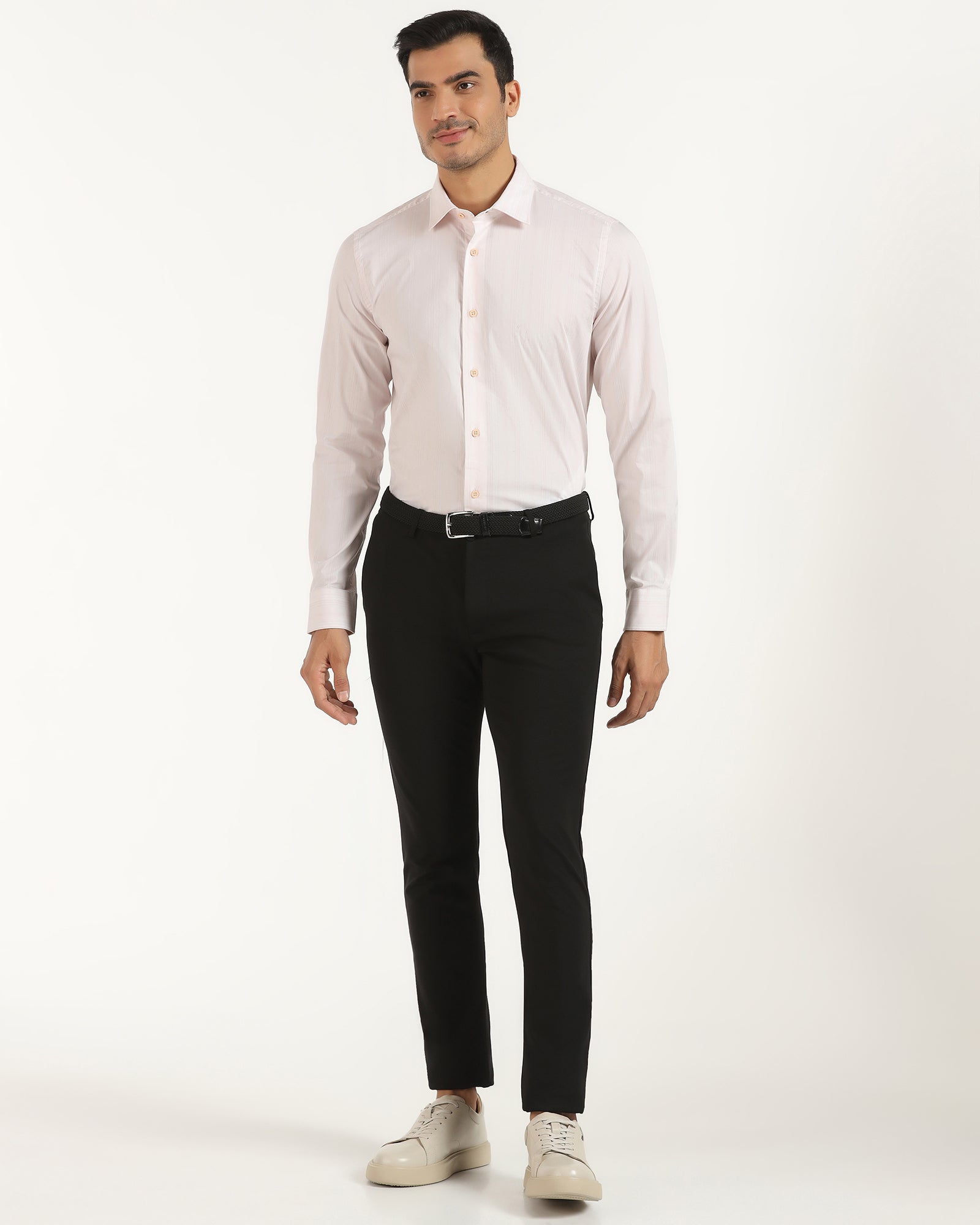 TechPro Formal Peach Stripe Shirt - Retro