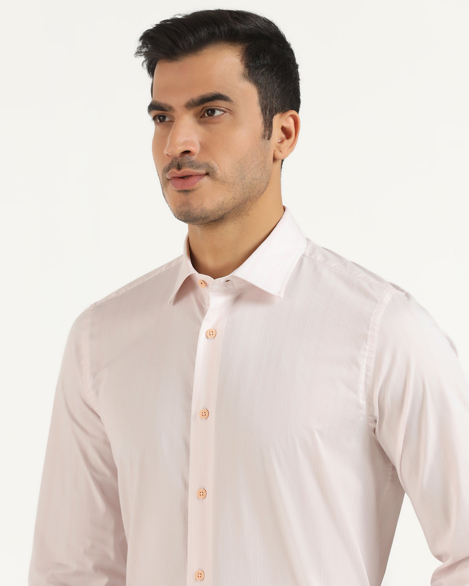 TechPro Formal Peach Stripe Shirt - Retro