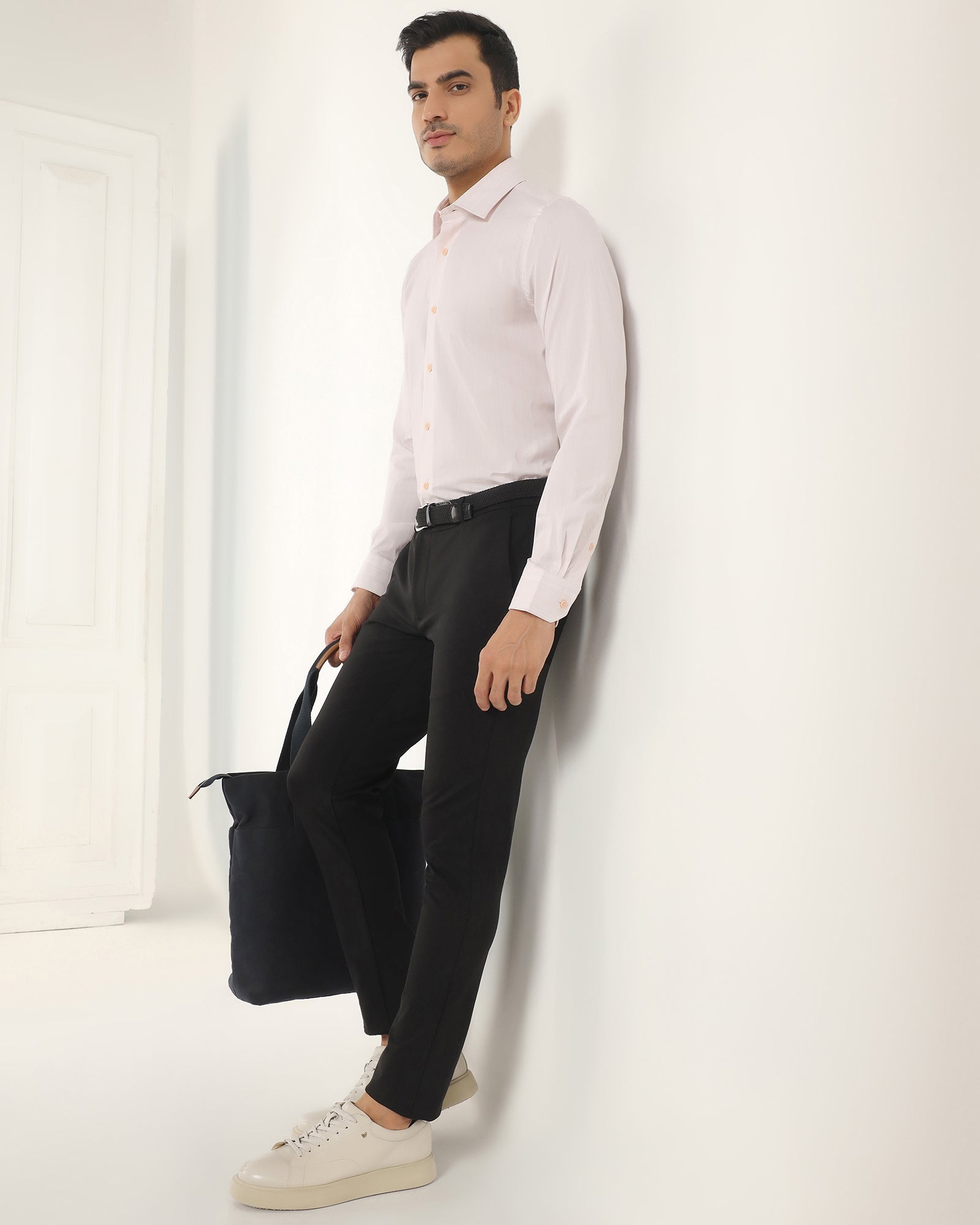 TechPro Formal Peach Stripe Shirt - Retro