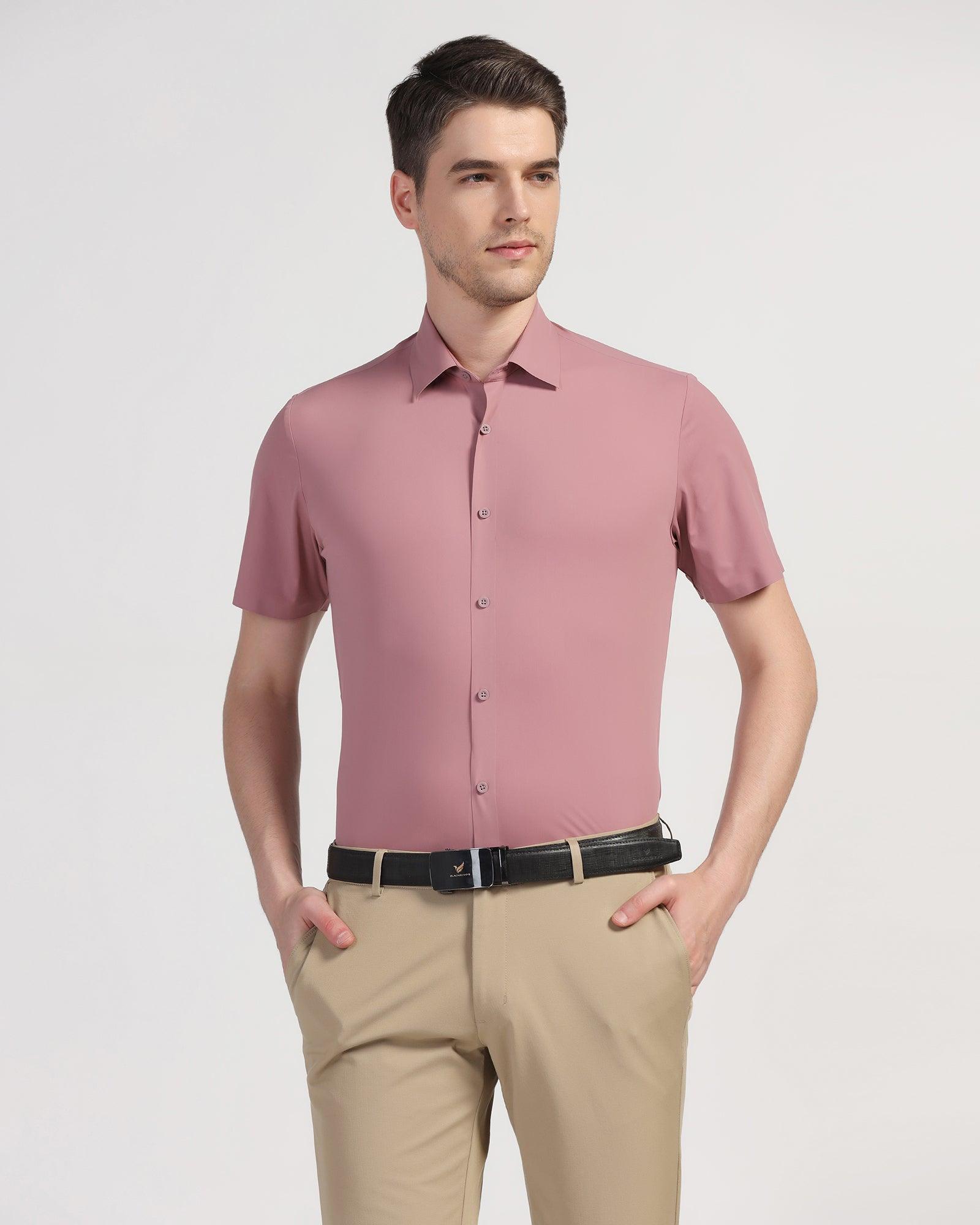 TechPro Formal Half Sleeve Pink Solid Shirt - Shane - Blackberrys