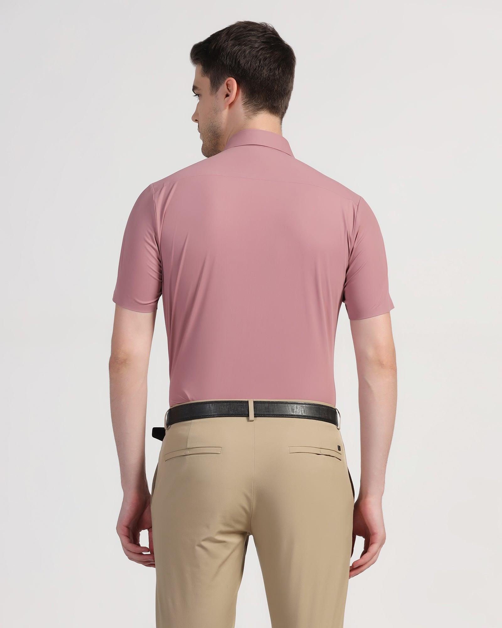 TechPro Formal Half Sleeve Pink Solid Shirt - Shane - Blackberrys