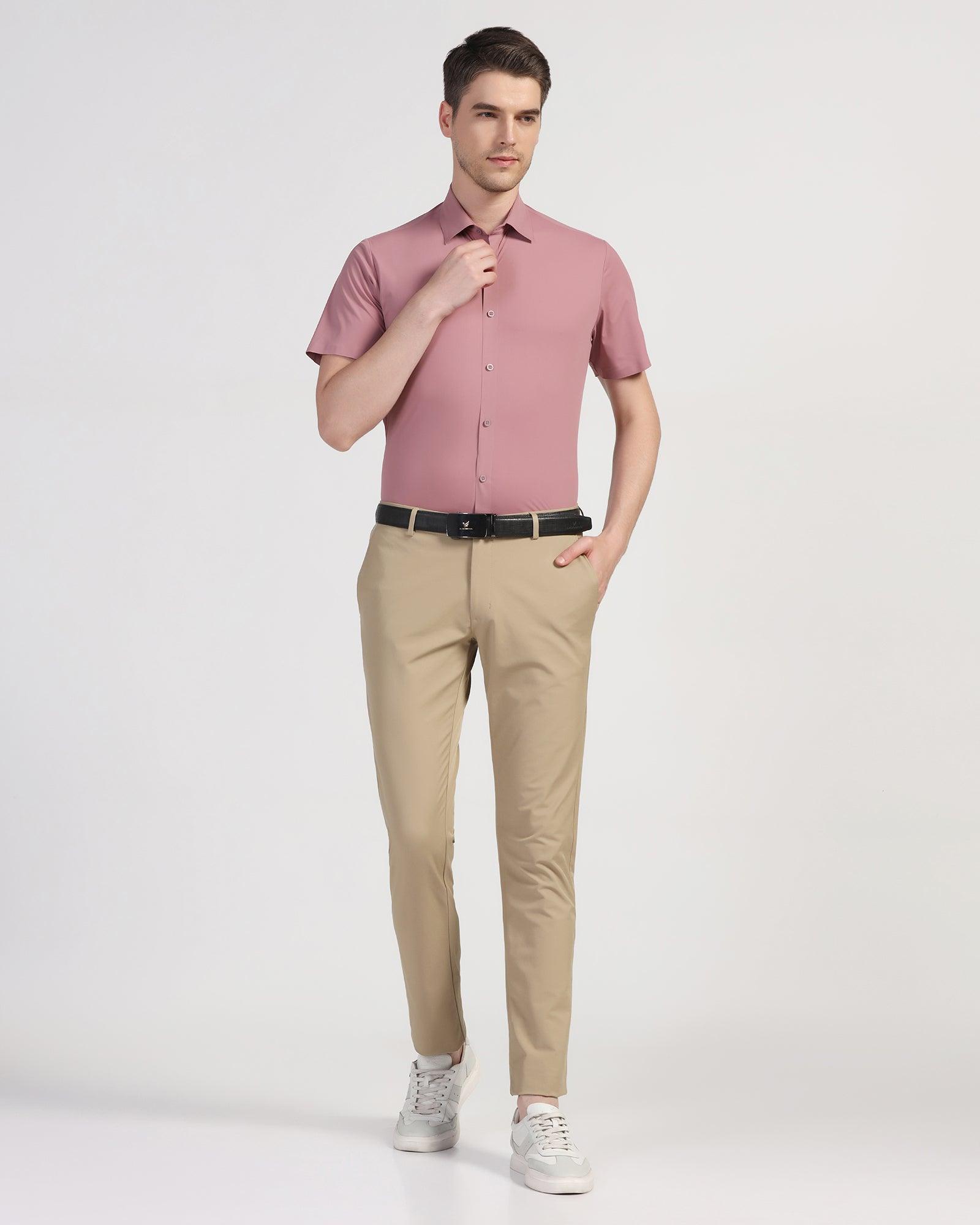 TechPro Formal Half Sleeve Pink Solid Shirt - Shane - Blackberrys