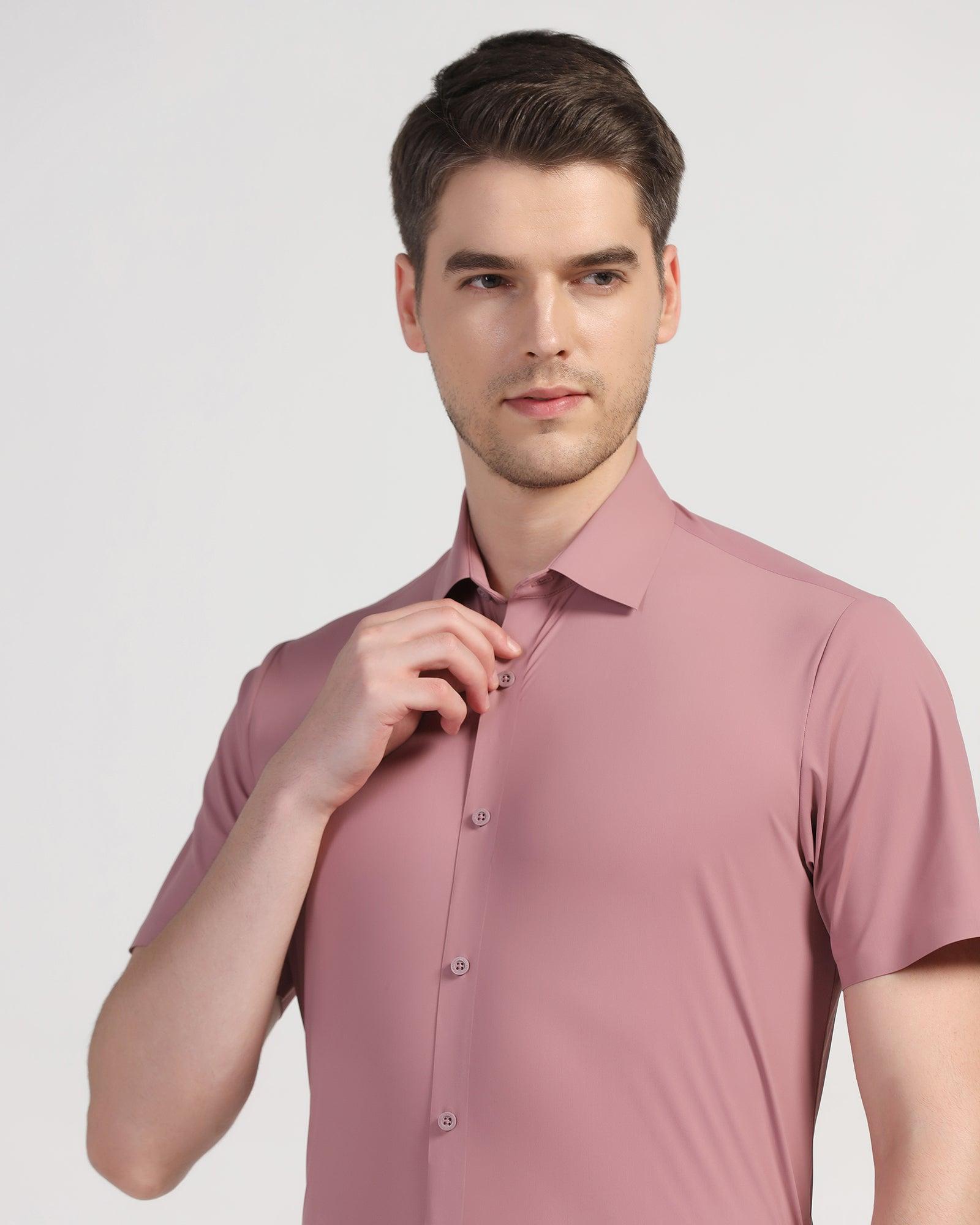 TechPro Formal Half Sleeve Pink Solid Shirt - Shane - Blackberrys