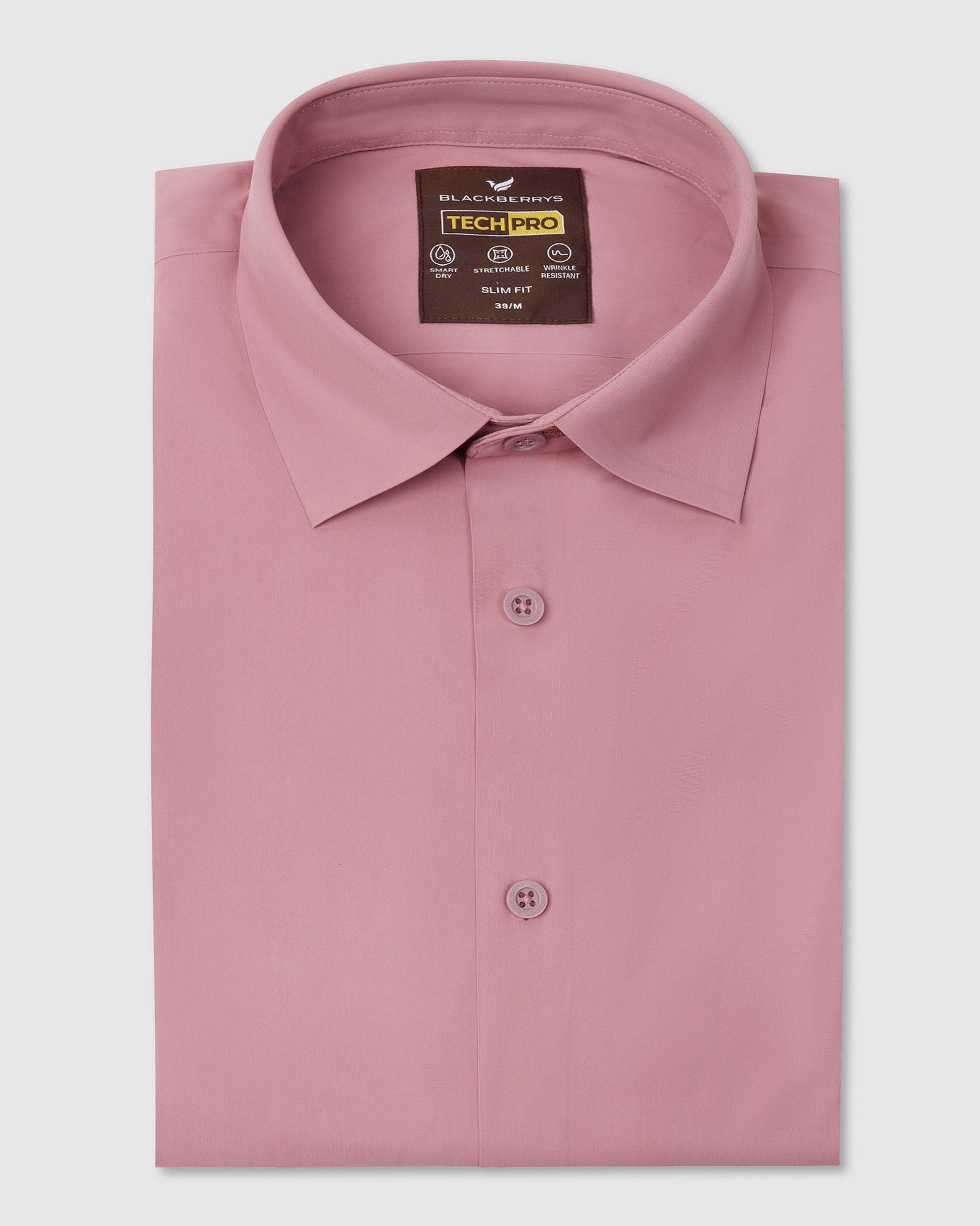 TechPro Formal Half Sleeve Pink Solid Shirt - Shane - Blackberrys