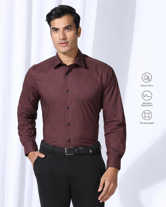 TechPro Formal Red Printed Shirt - Blade