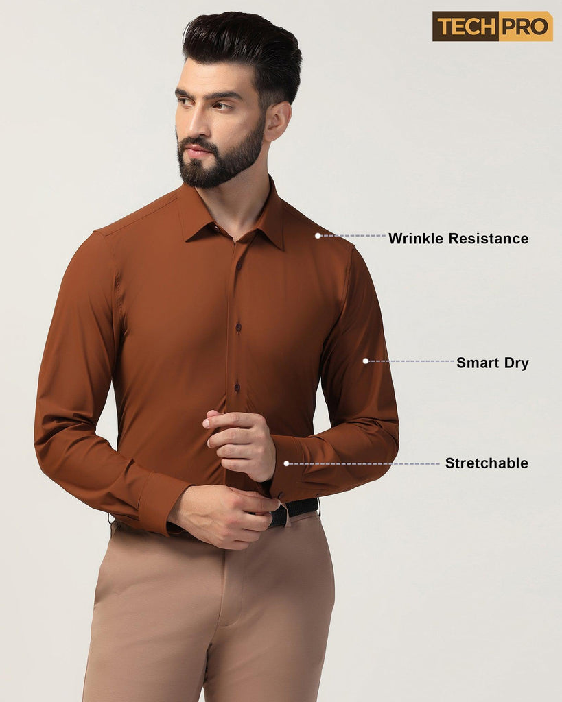 TechPro Formal Rust Solid Shirt - Zabka