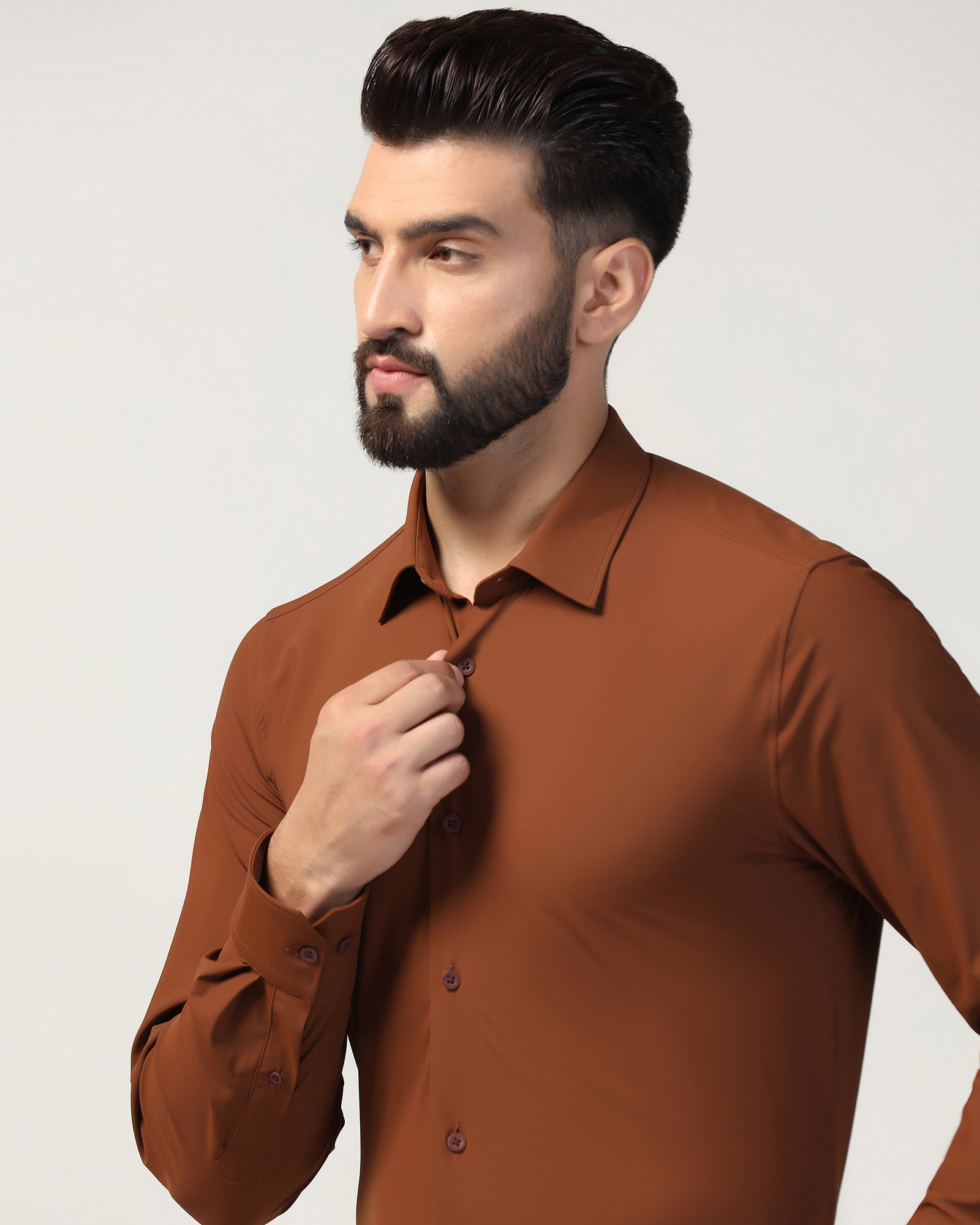 TechPro Formal Rust Solid Shirt - Zabka