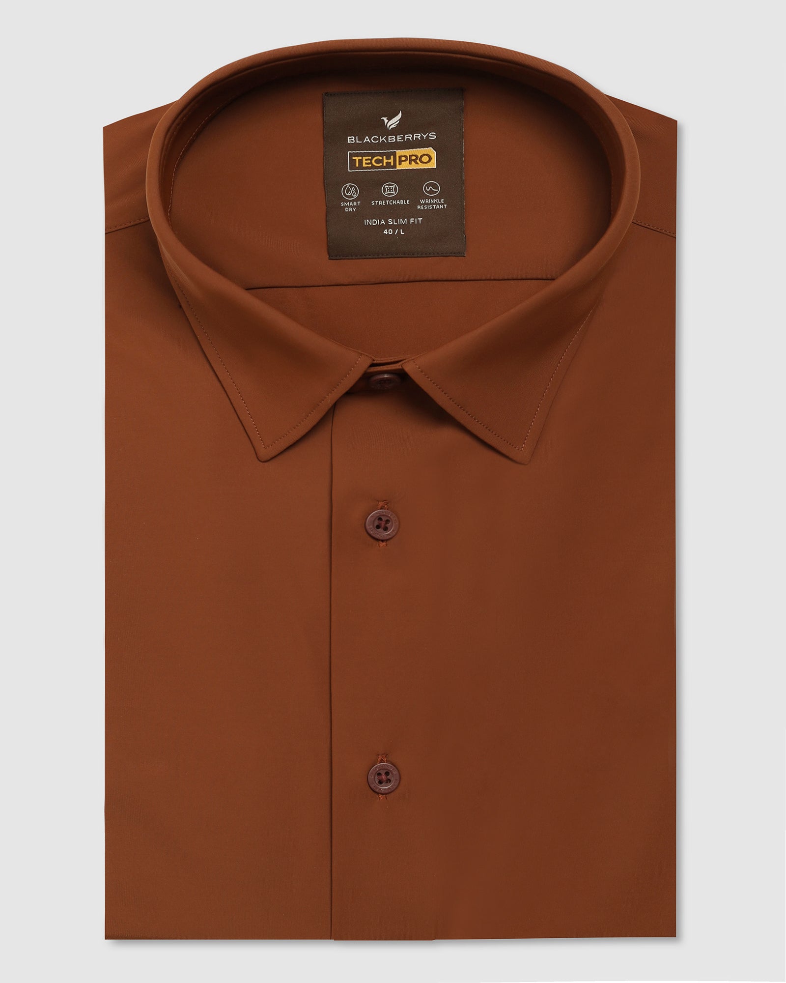 TechPro Formal Rust Solid Shirt - Zabka