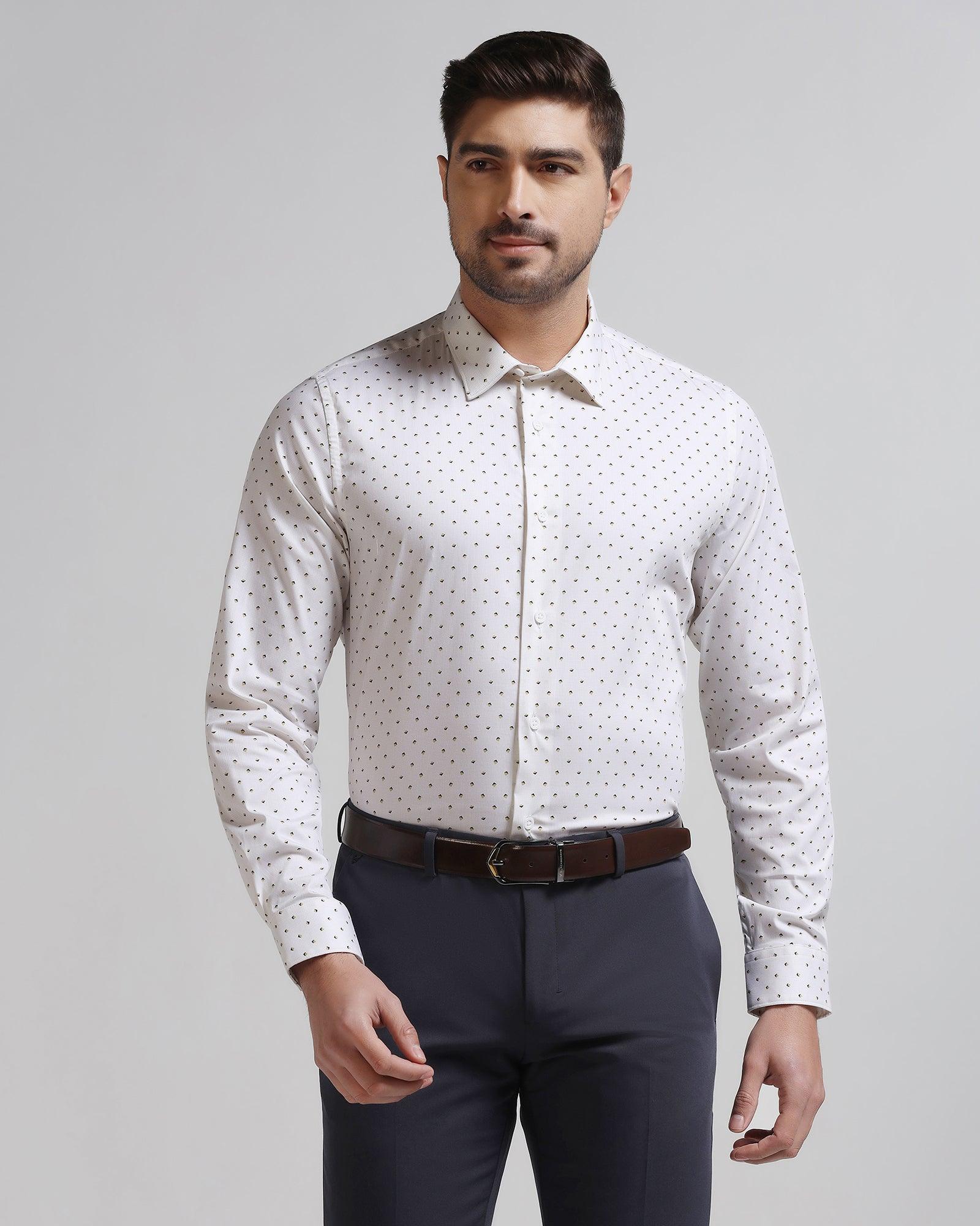 TechPro Formal White Printed Shirt - Theon - Blackberrys