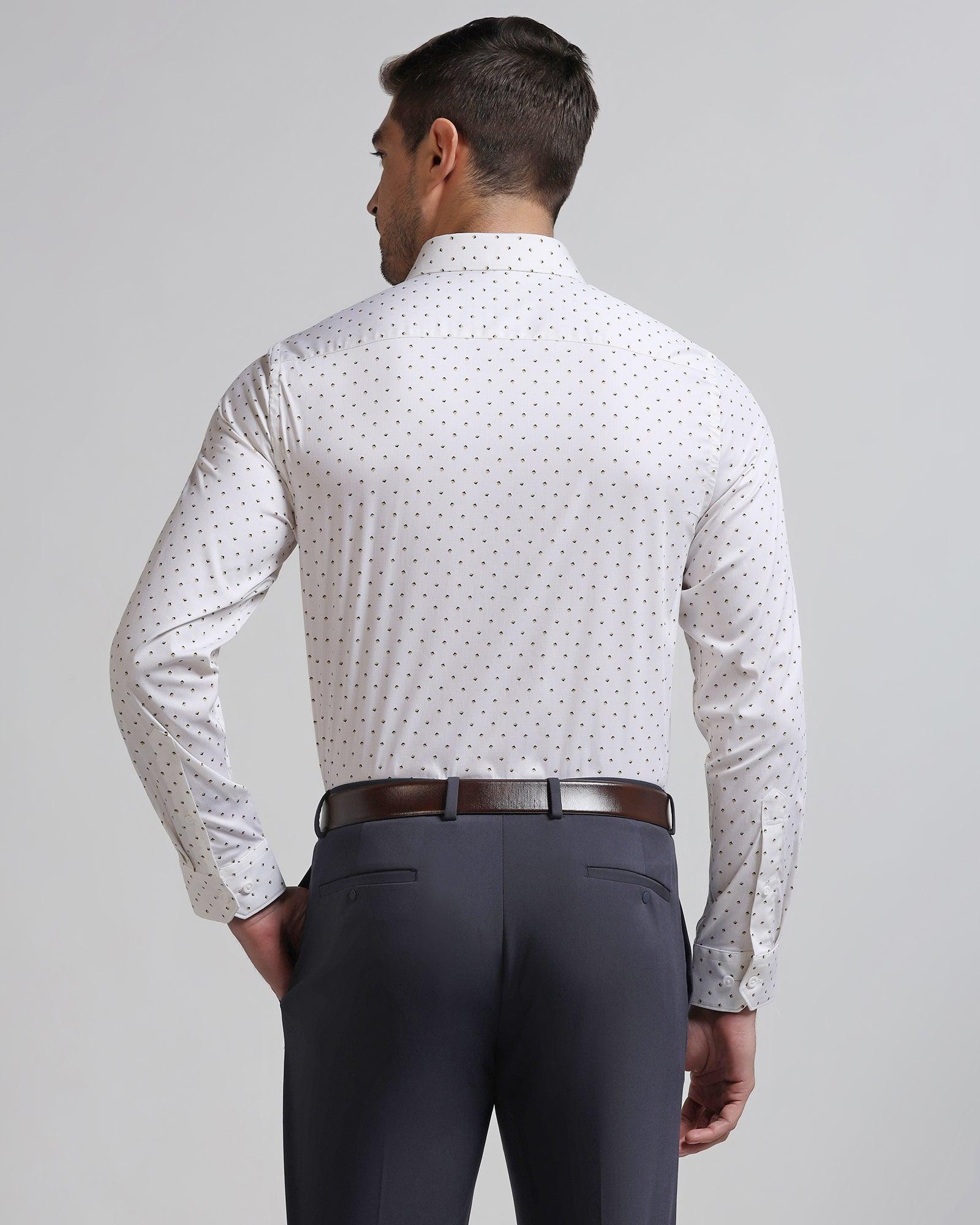 TechPro Formal White Printed Shirt - Theon - Blackberrys