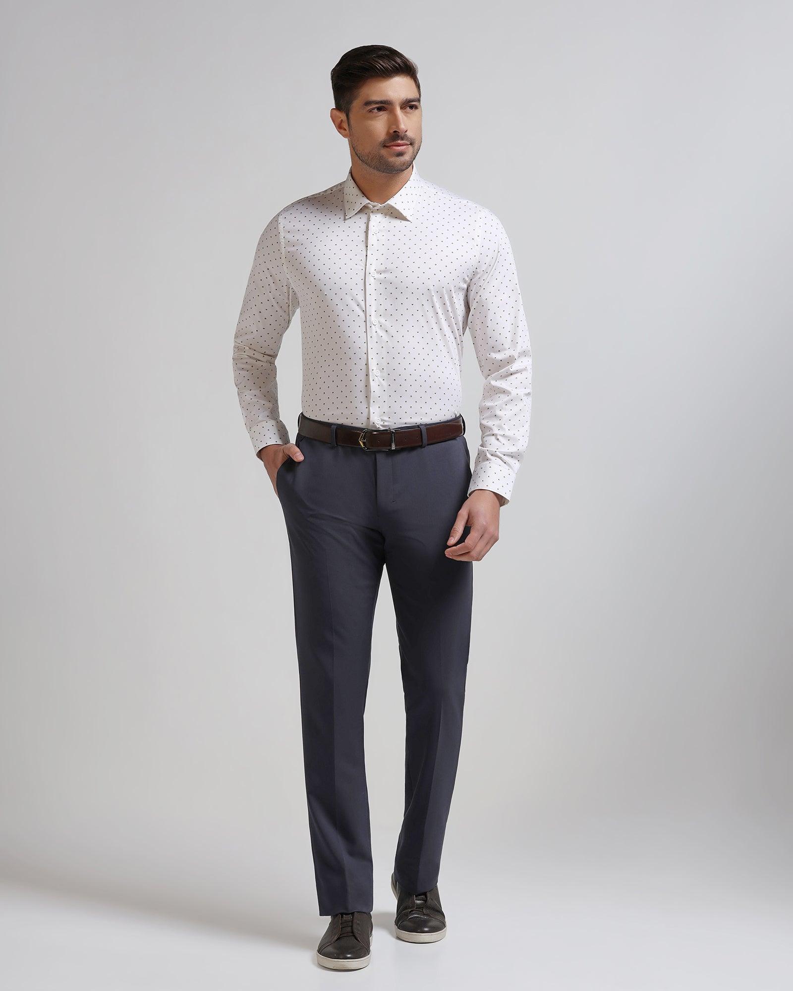 TechPro Formal White Printed Shirt - Theon - Blackberrys