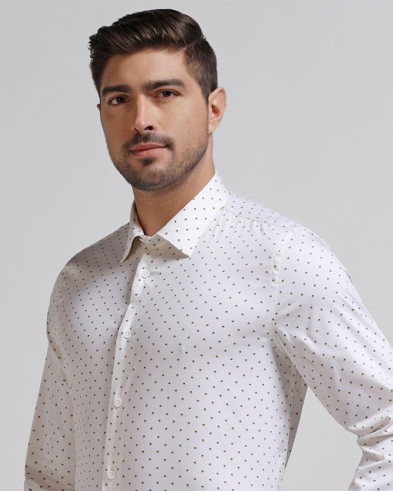 TechPro Formal White Printed Shirt - Theon - Blackberrys