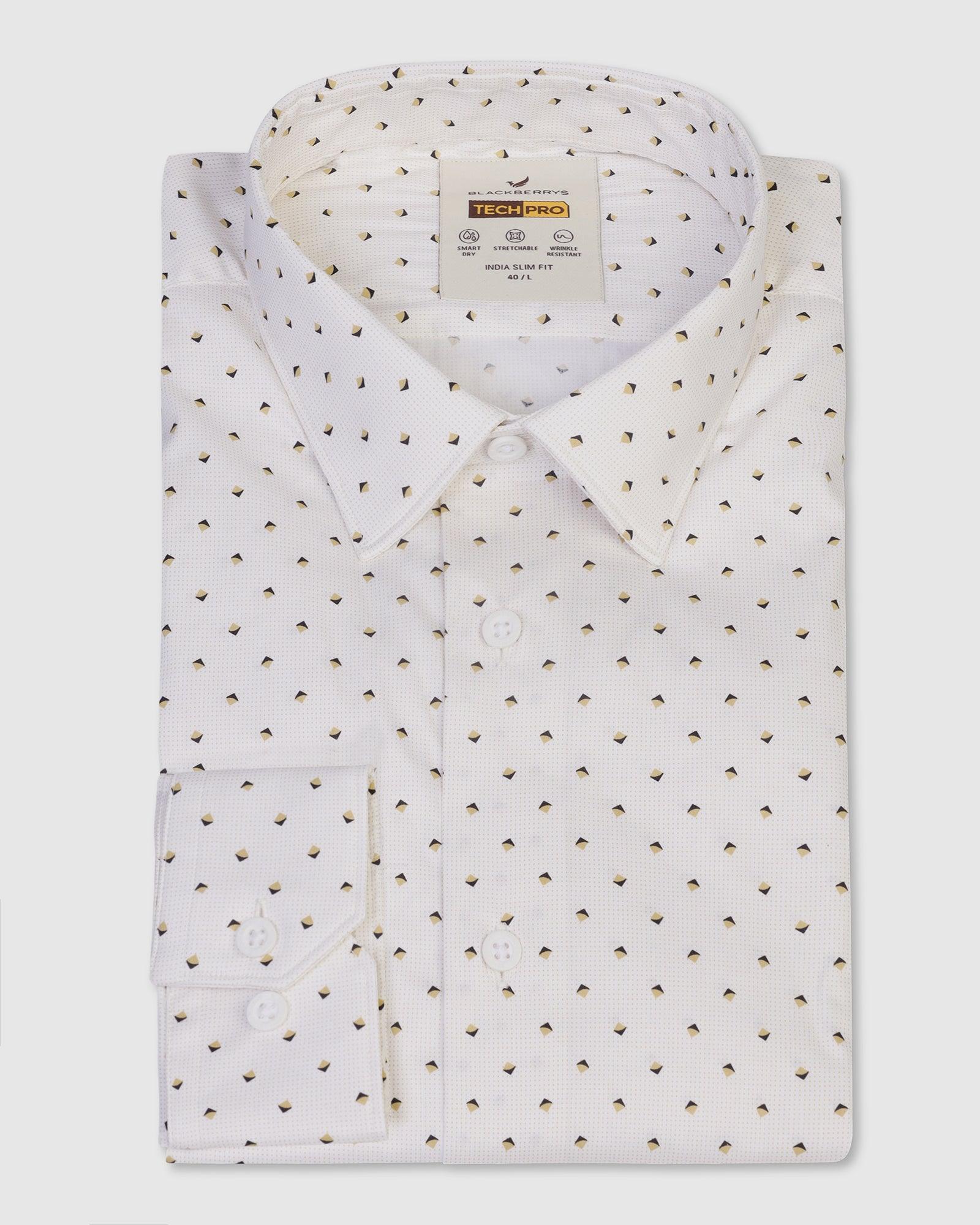 TechPro Formal White Printed Shirt - Theon - Blackberrys