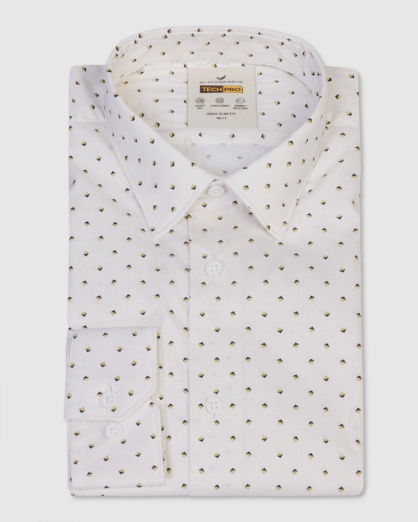 TechPro Formal White Printed Shirt - Theon