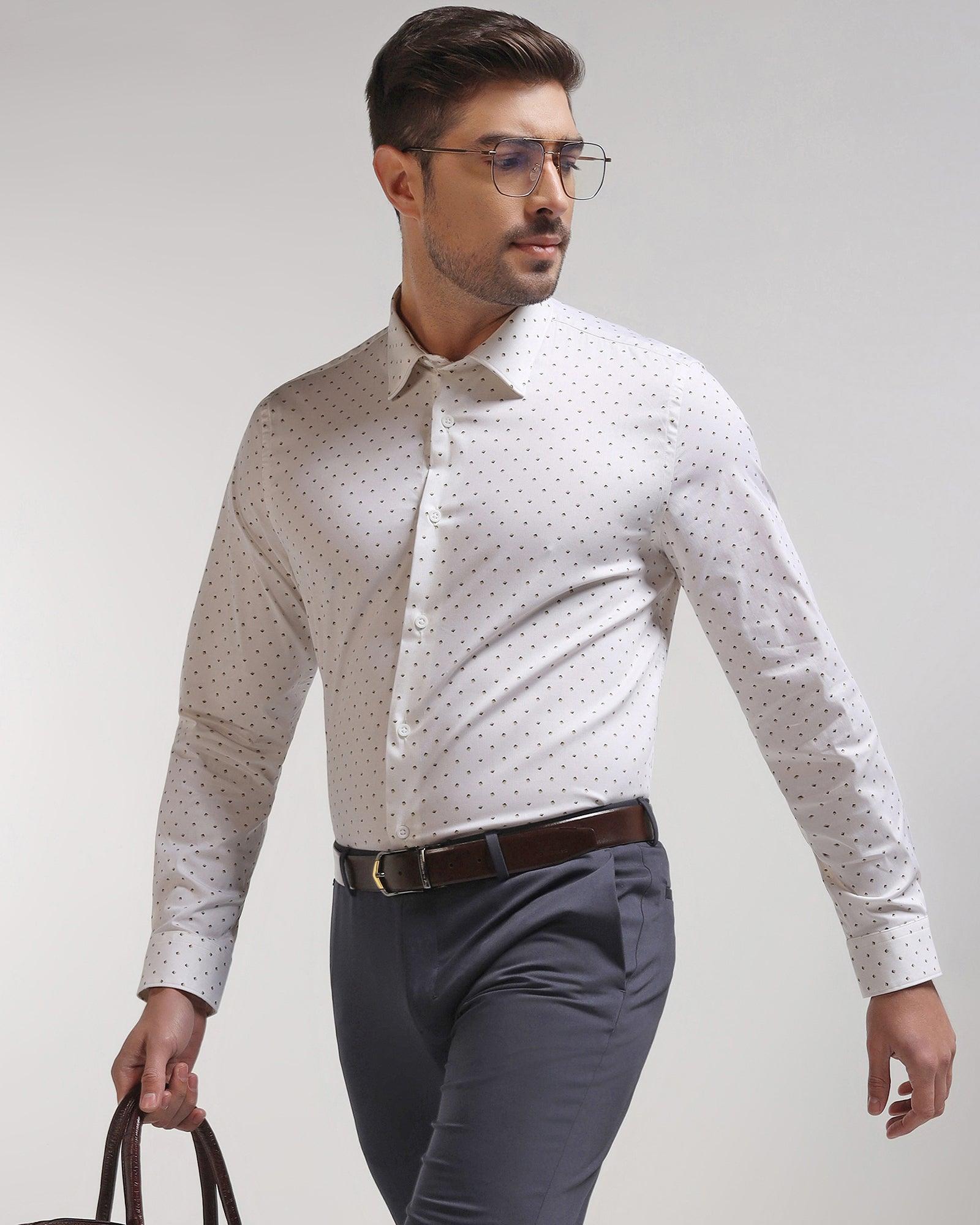 TechPro Formal White Printed Shirt - Theon - Blackberrys