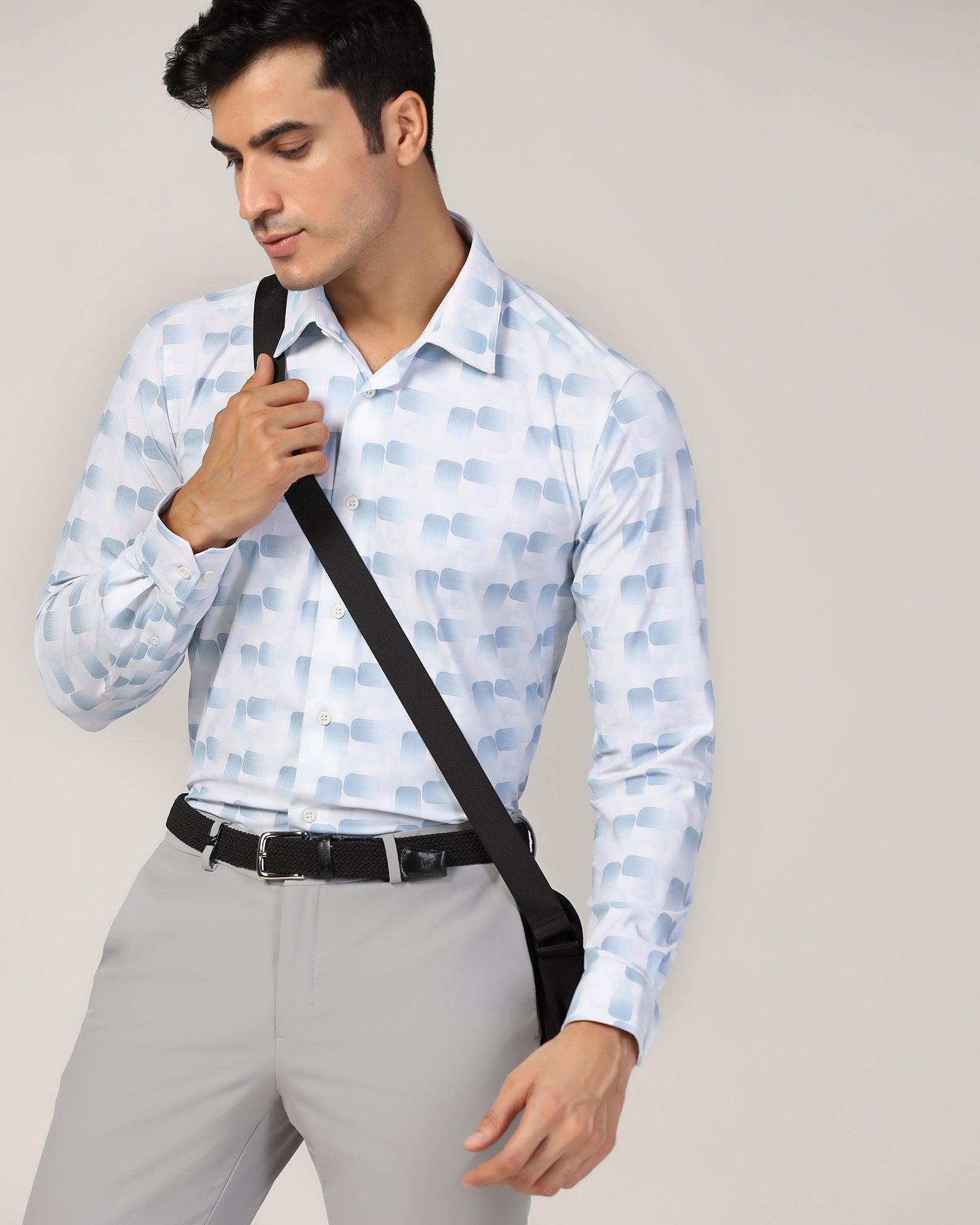 TechPro Formal White Printed Shirt - Tidal