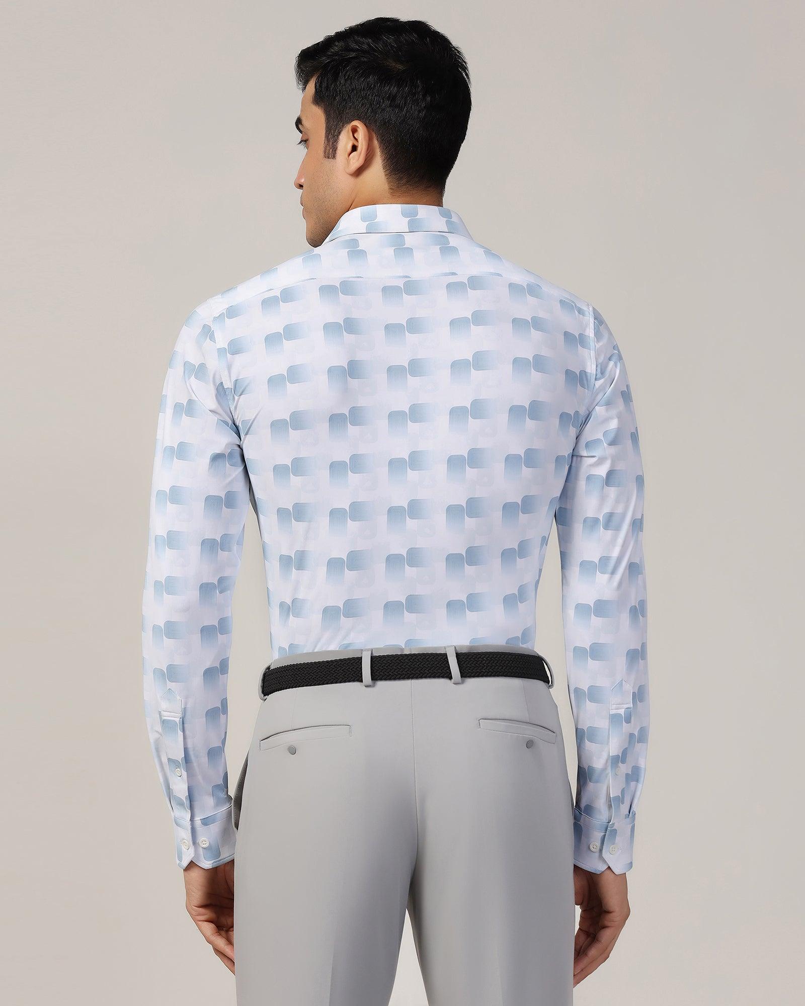 TechPro Formal White Printed Shirt - Tidal