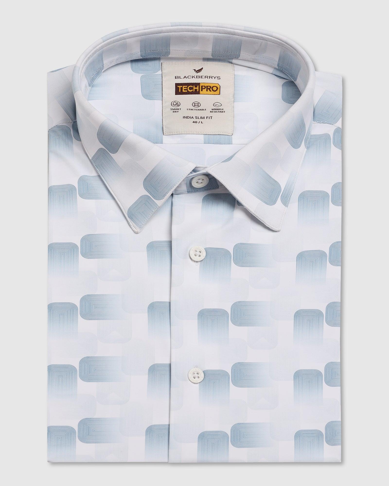 TechPro Formal White Printed Shirt - Tidal