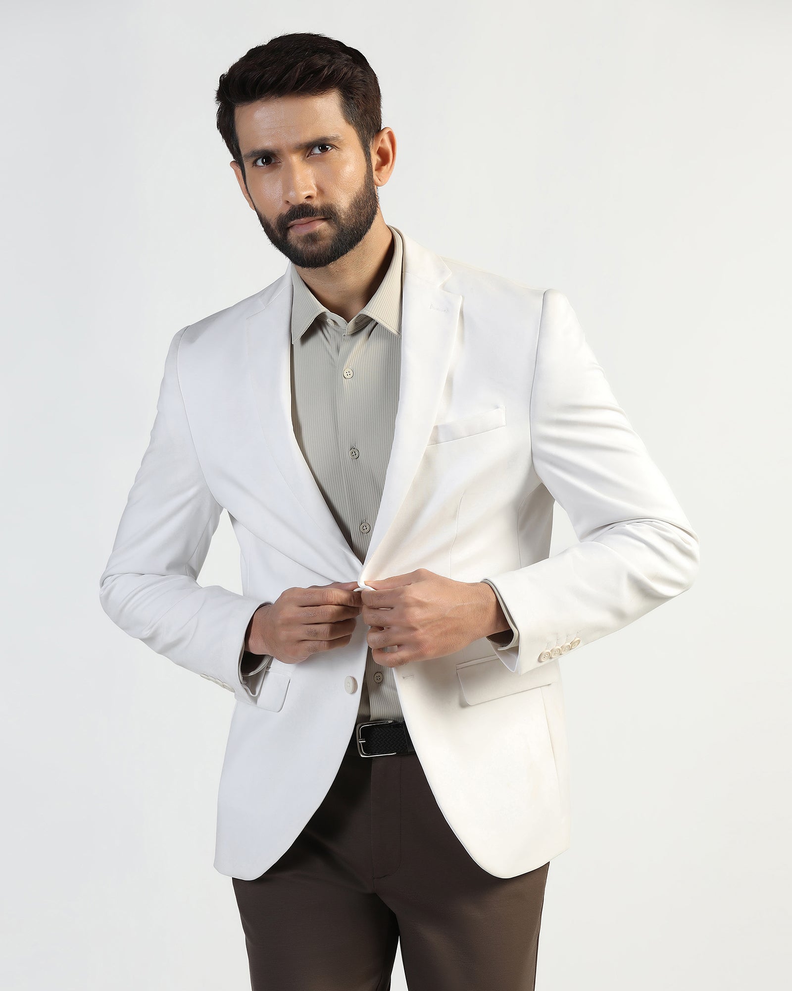 TechPro Formal White Solid Blazer - Explore