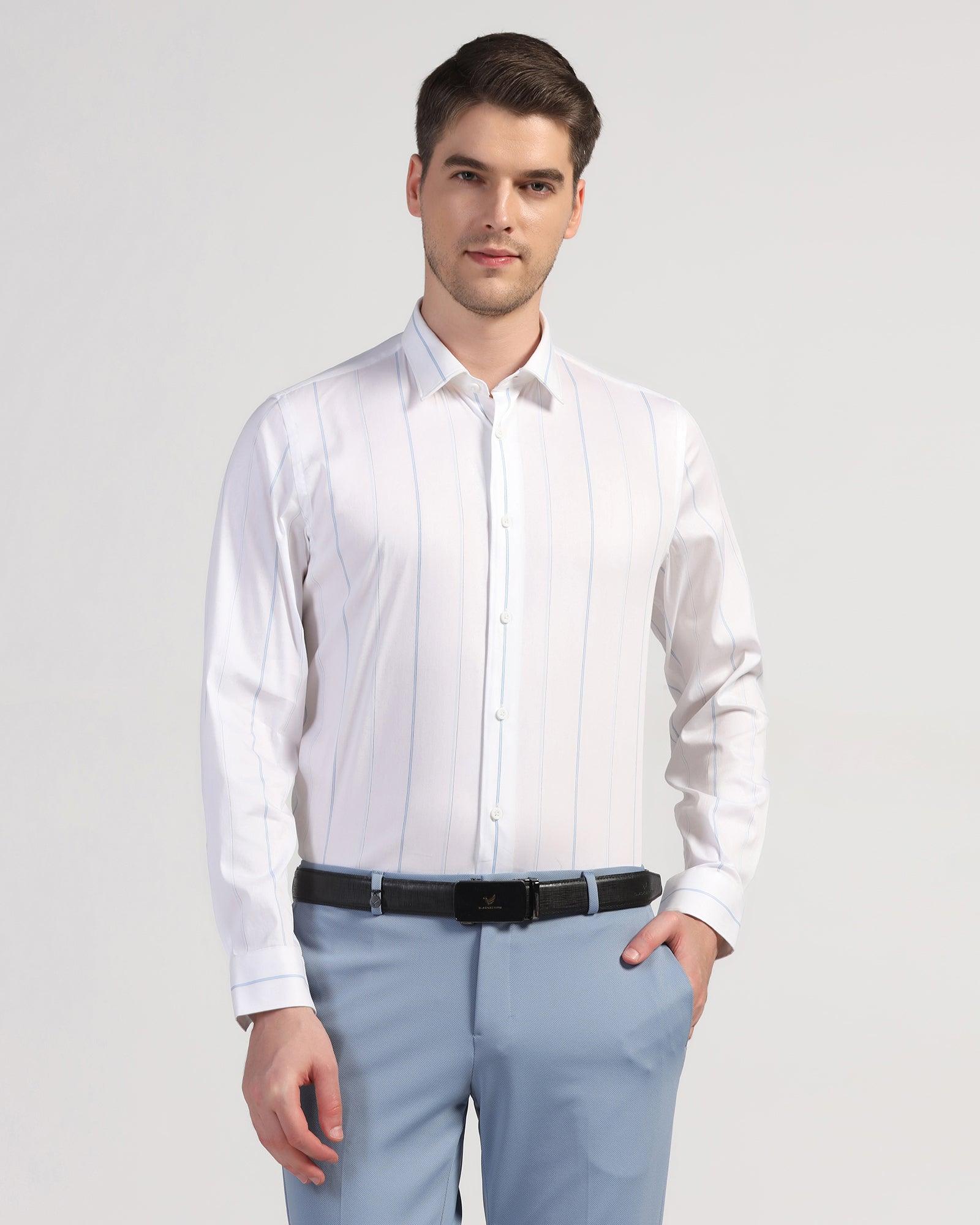 TechPro Formal White Stripe Shirt - Saget - Blackberrys