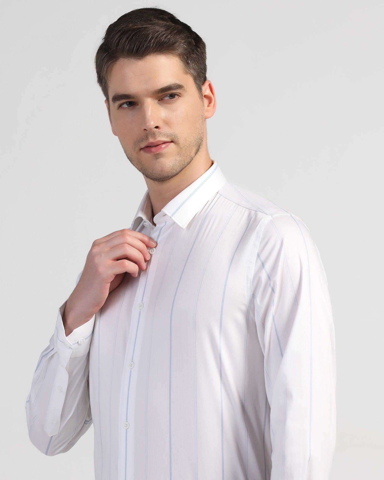 TechPro Formal White Stripe Shirt - Saget - Blackberrys