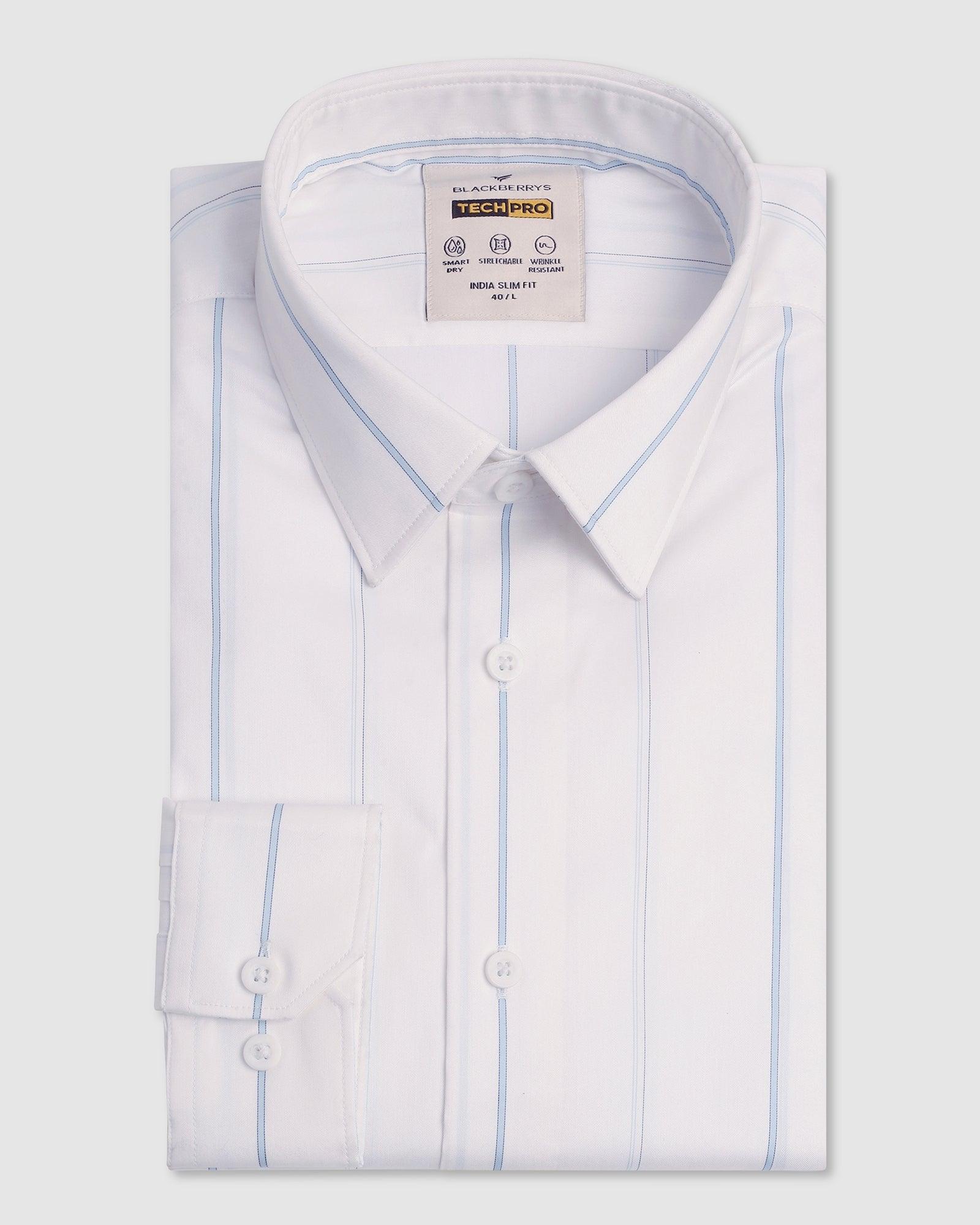 TechPro Formal White Stripe Shirt - Saget - Blackberrys