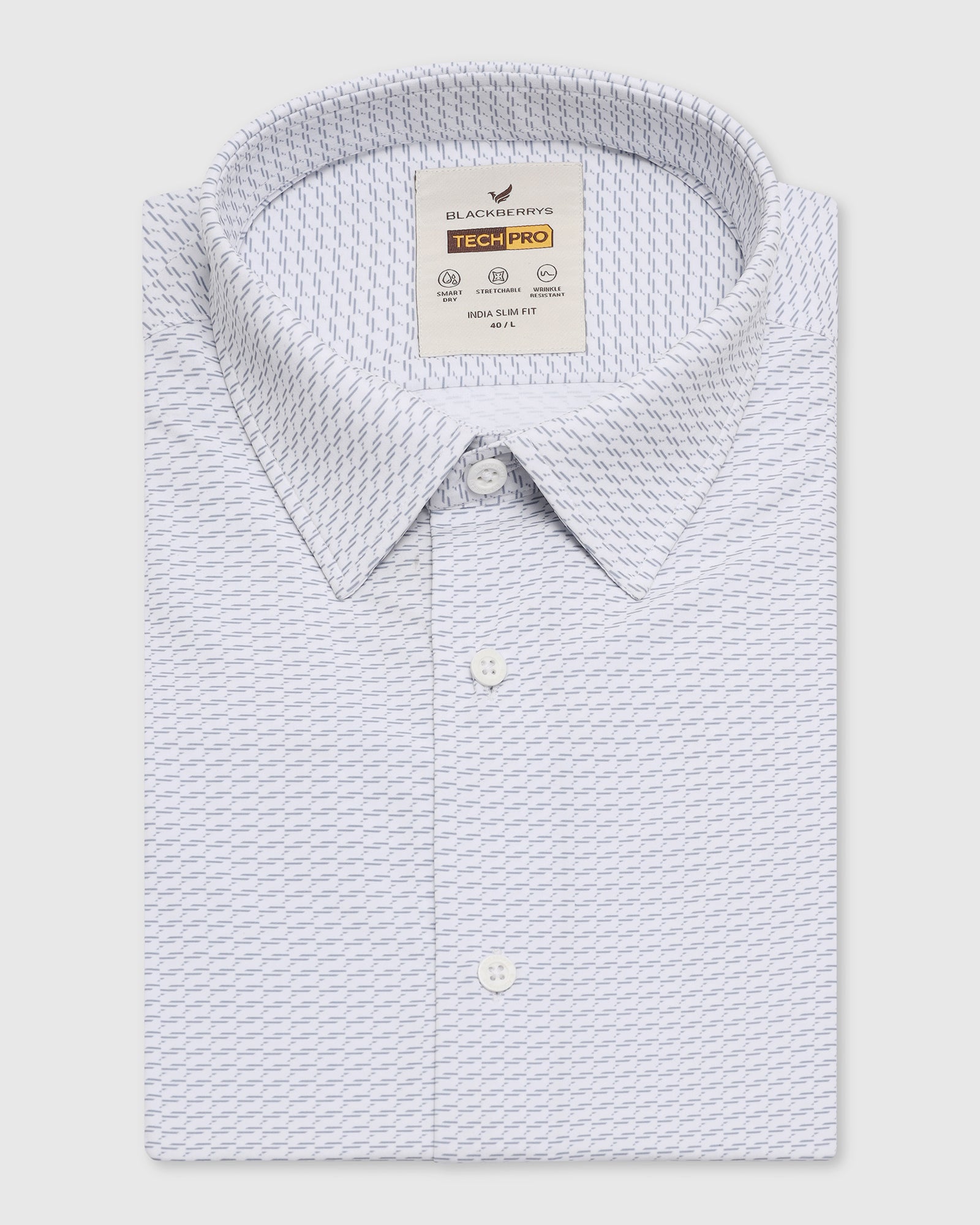 TechPro Formal White Printed Shirt - Ivan