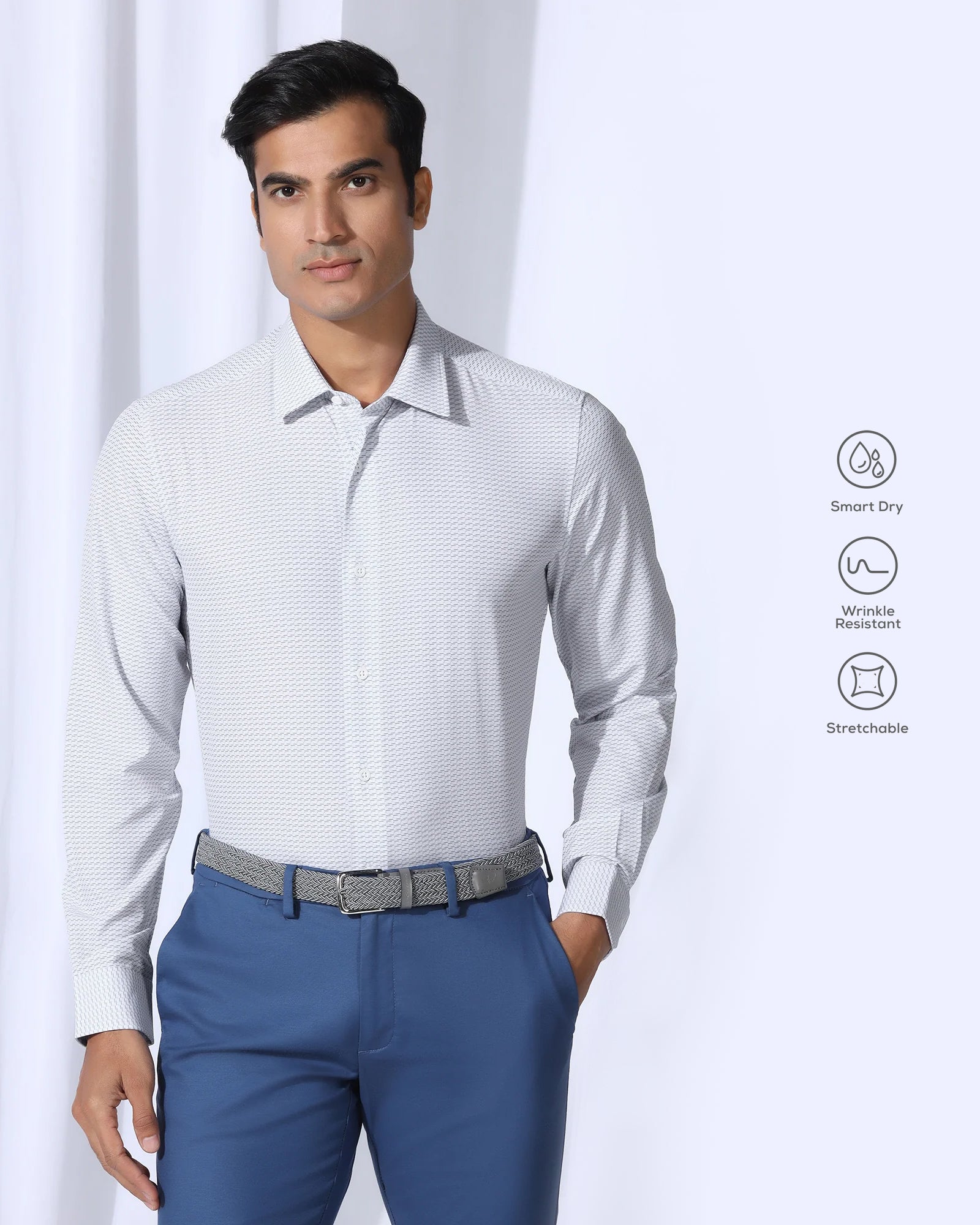 TechPro Formal White Printed Shirt - Ivan