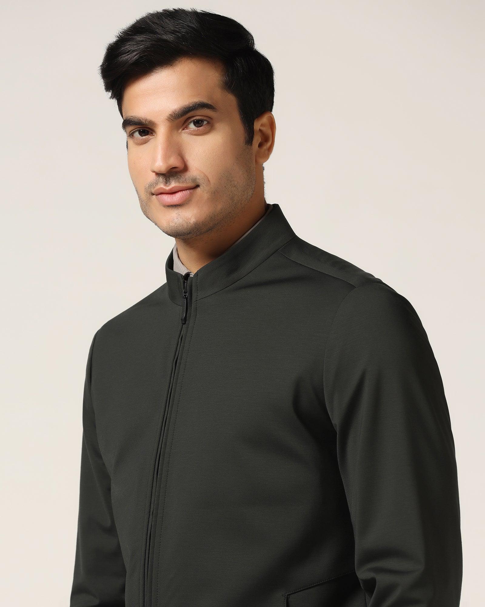 TechPro Green Solid Zipper Jacket - Main - Blackberrys