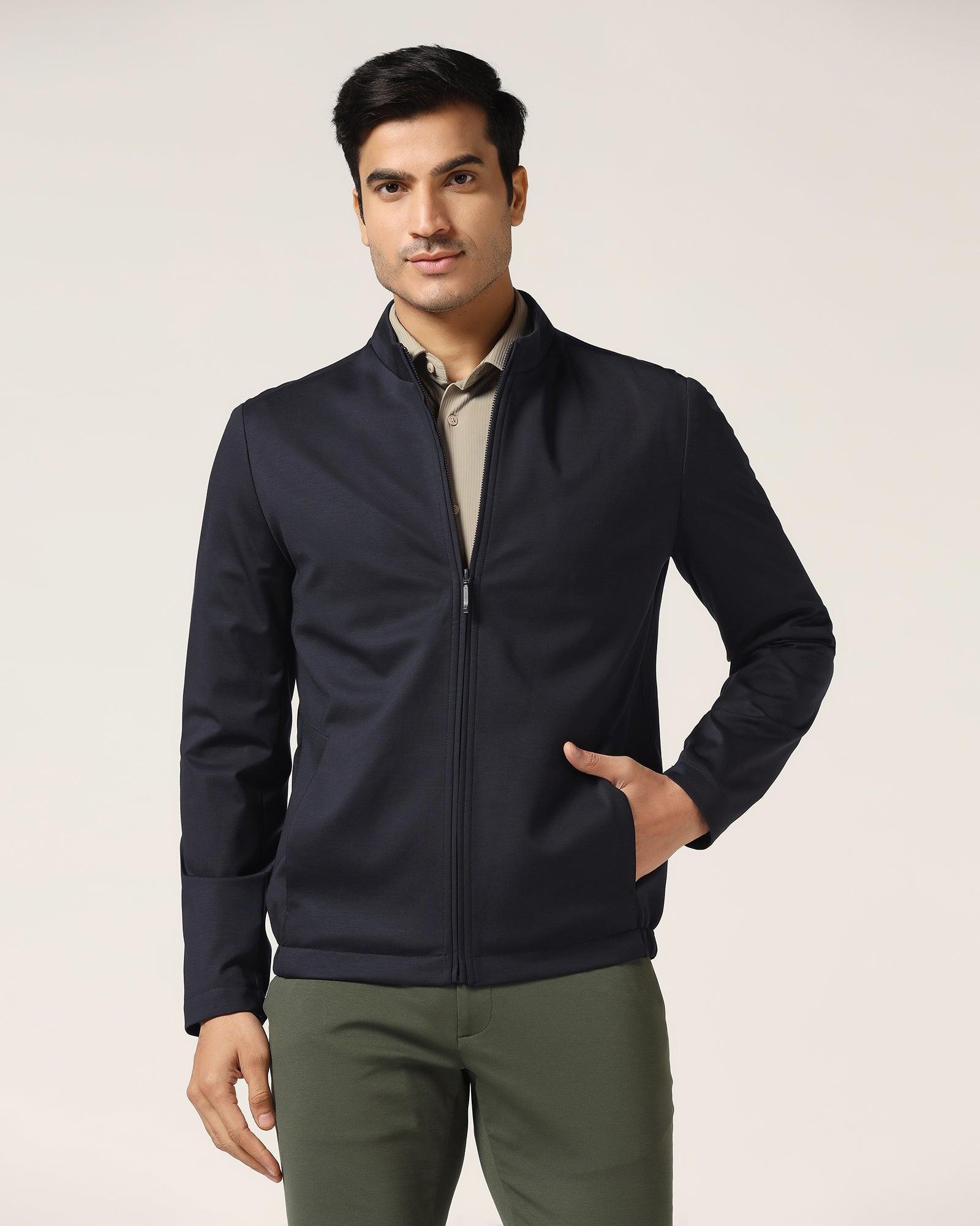 TechPro Navy Solid Zipper Jacket - Main - Blackberrys