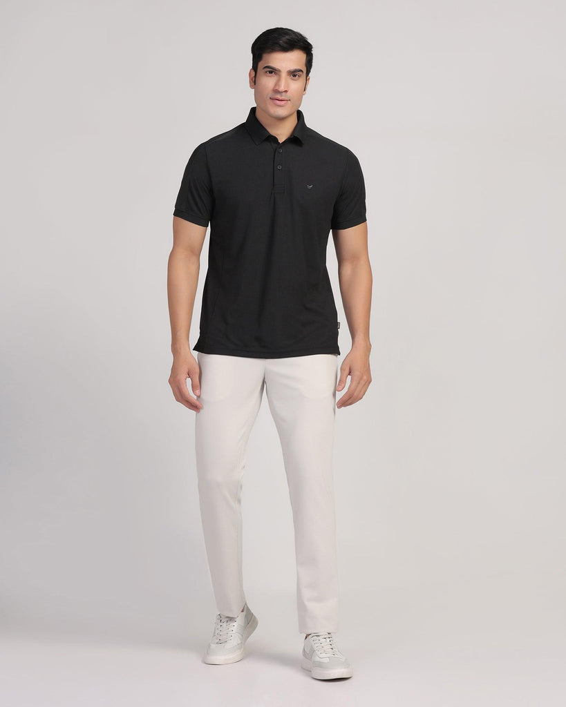 TechPro Polo Black Solid T-Shirt - Lewis