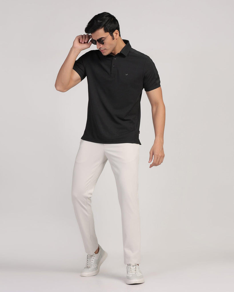 TechPro Polo Black Solid T-Shirt - Lewis