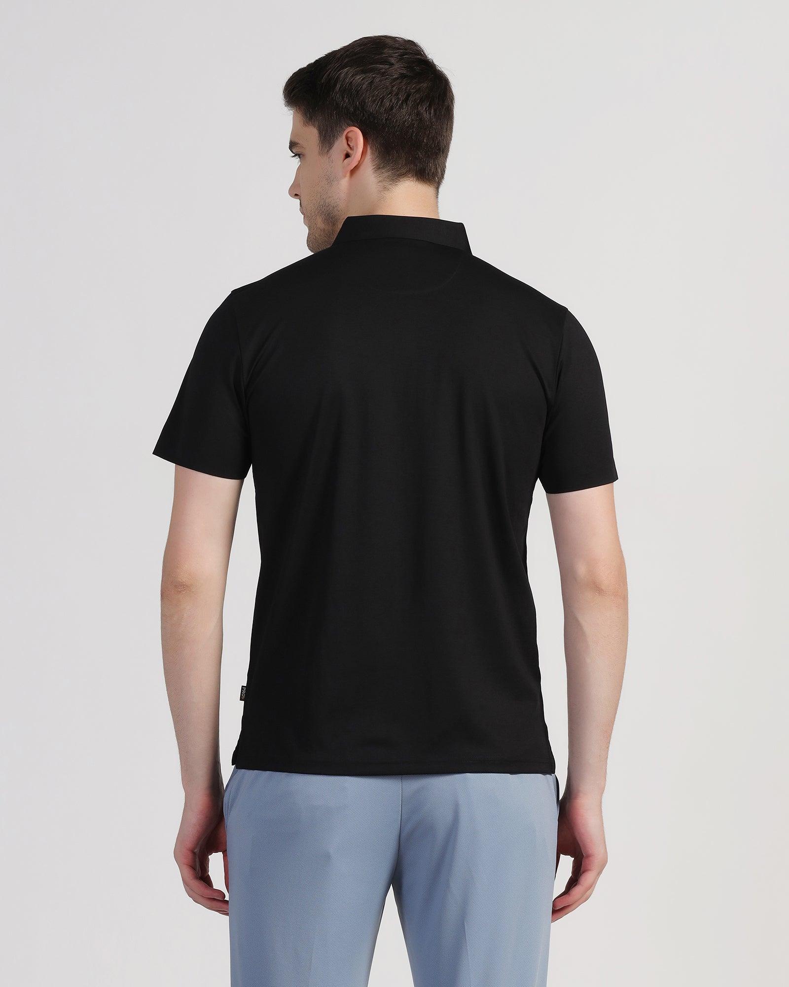 TechPro Polo Black Solid T-Shirt - Luffy - Blackberrys