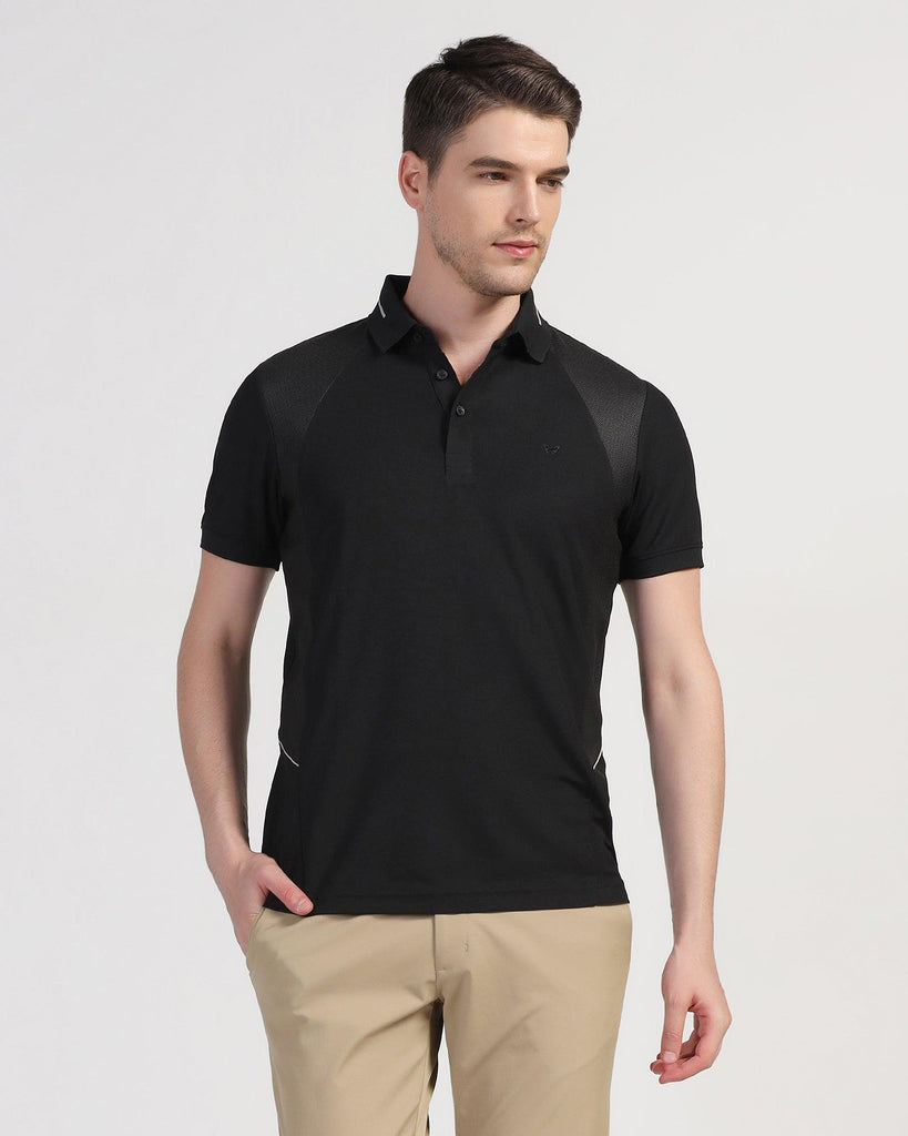 TechPro Polo Black Solid T-Shirt - Weber