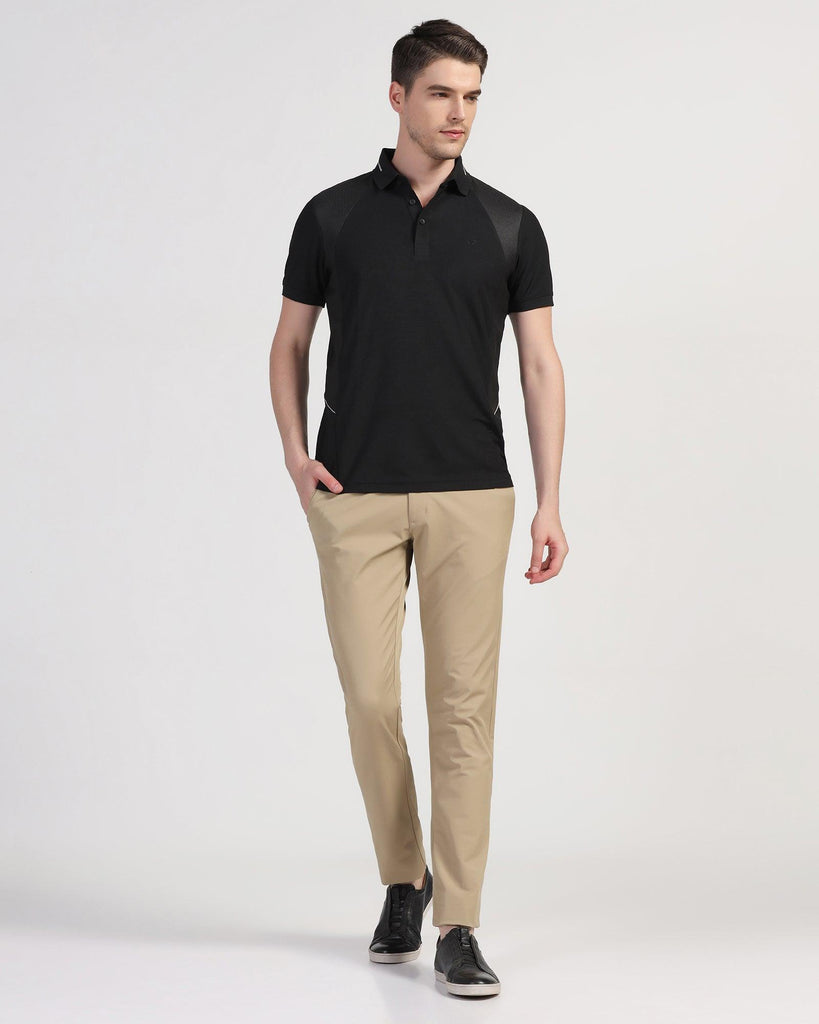 TechPro Polo Black Solid T-Shirt - Weber