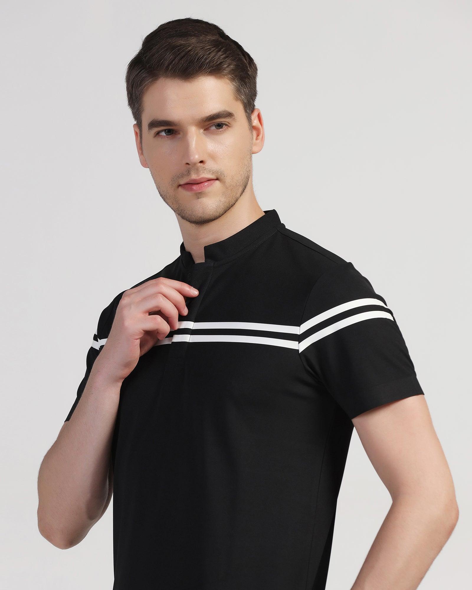 TechPro Polo Black Stripe T-Shirt - Saylor