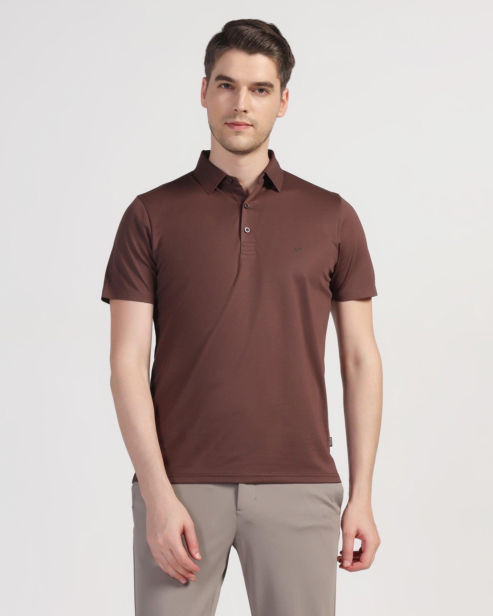 TechPro Polo Brown Solid T-Shirt - Luffy - Blackberrys