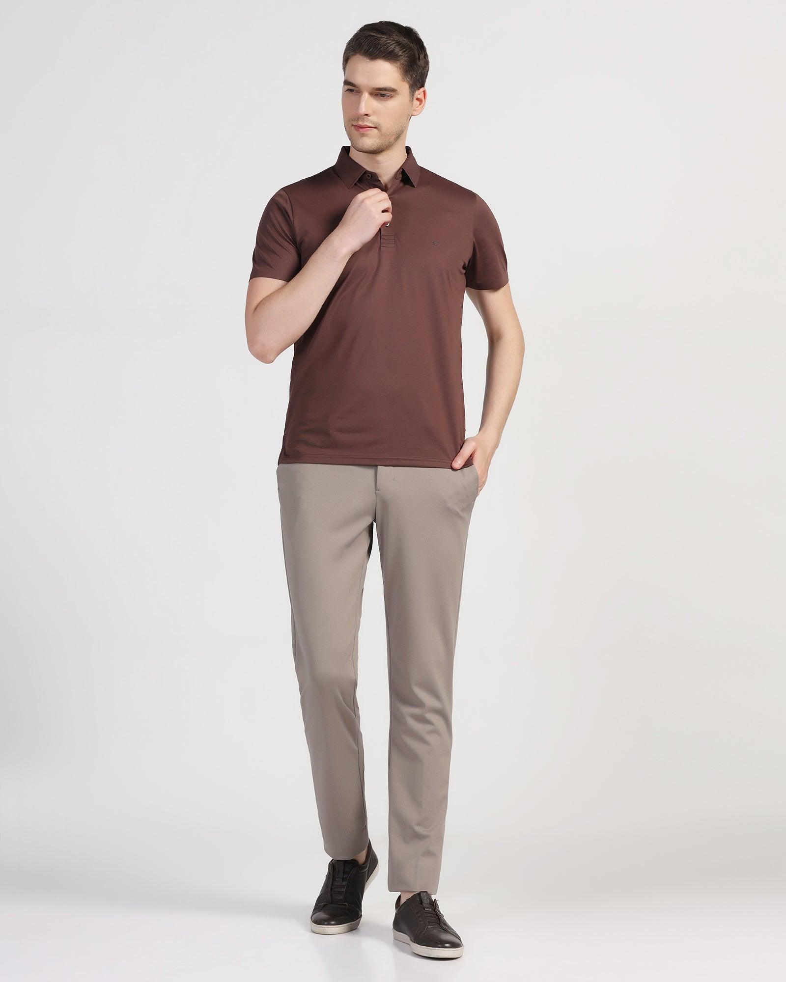 TechPro Polo Brown Solid T-Shirt - Luffy - Blackberrys