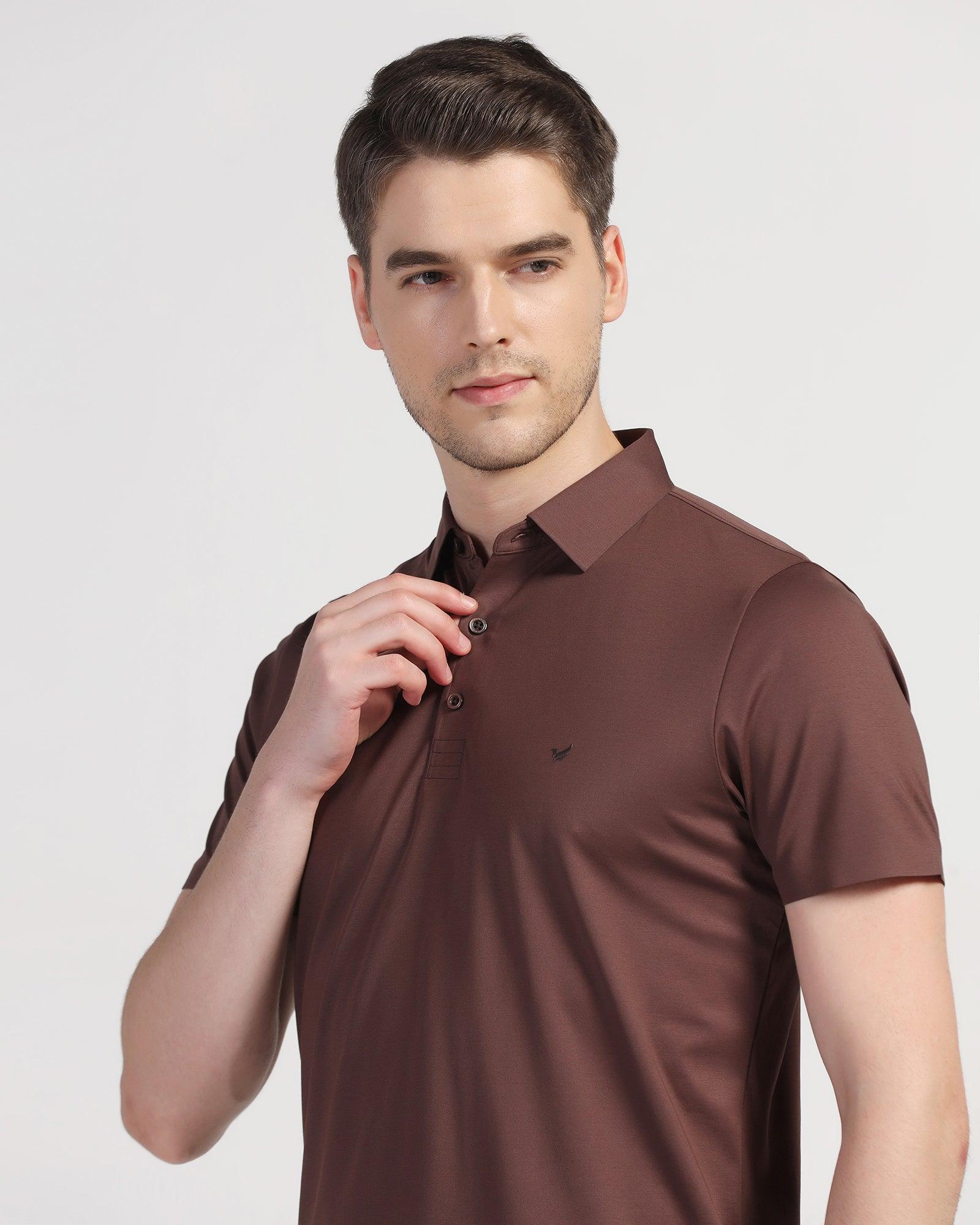 TechPro Polo Brown Solid T-Shirt - Luffy - Blackberrys