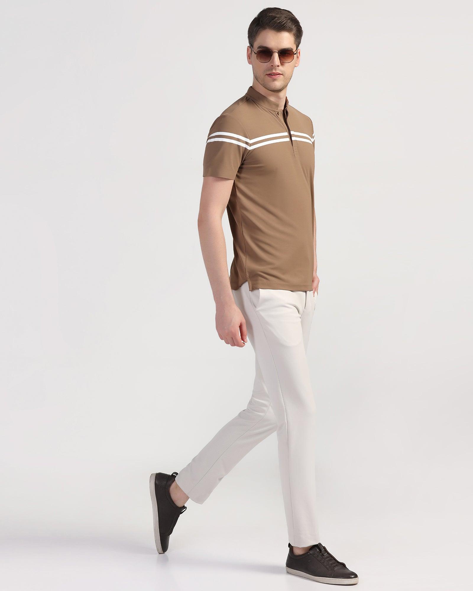 TechPro Polo Brown Stripe T-Shirt - Saylor