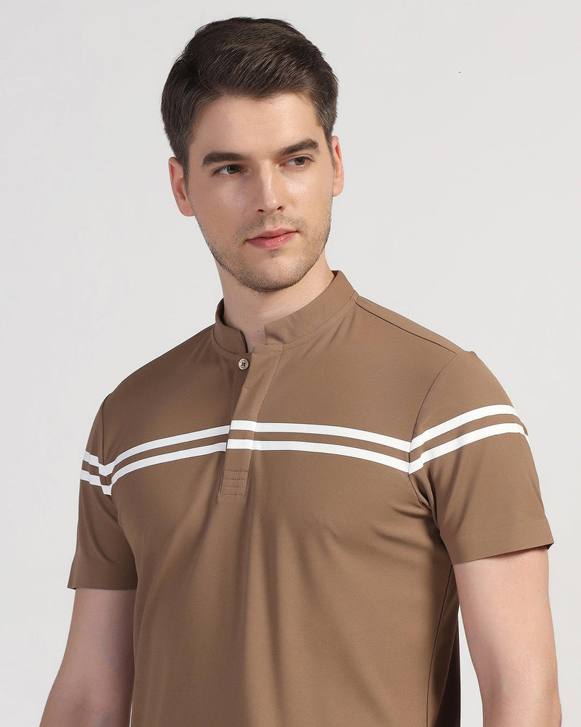 TechPro Polo Brown Stripe T-Shirt - Saylor