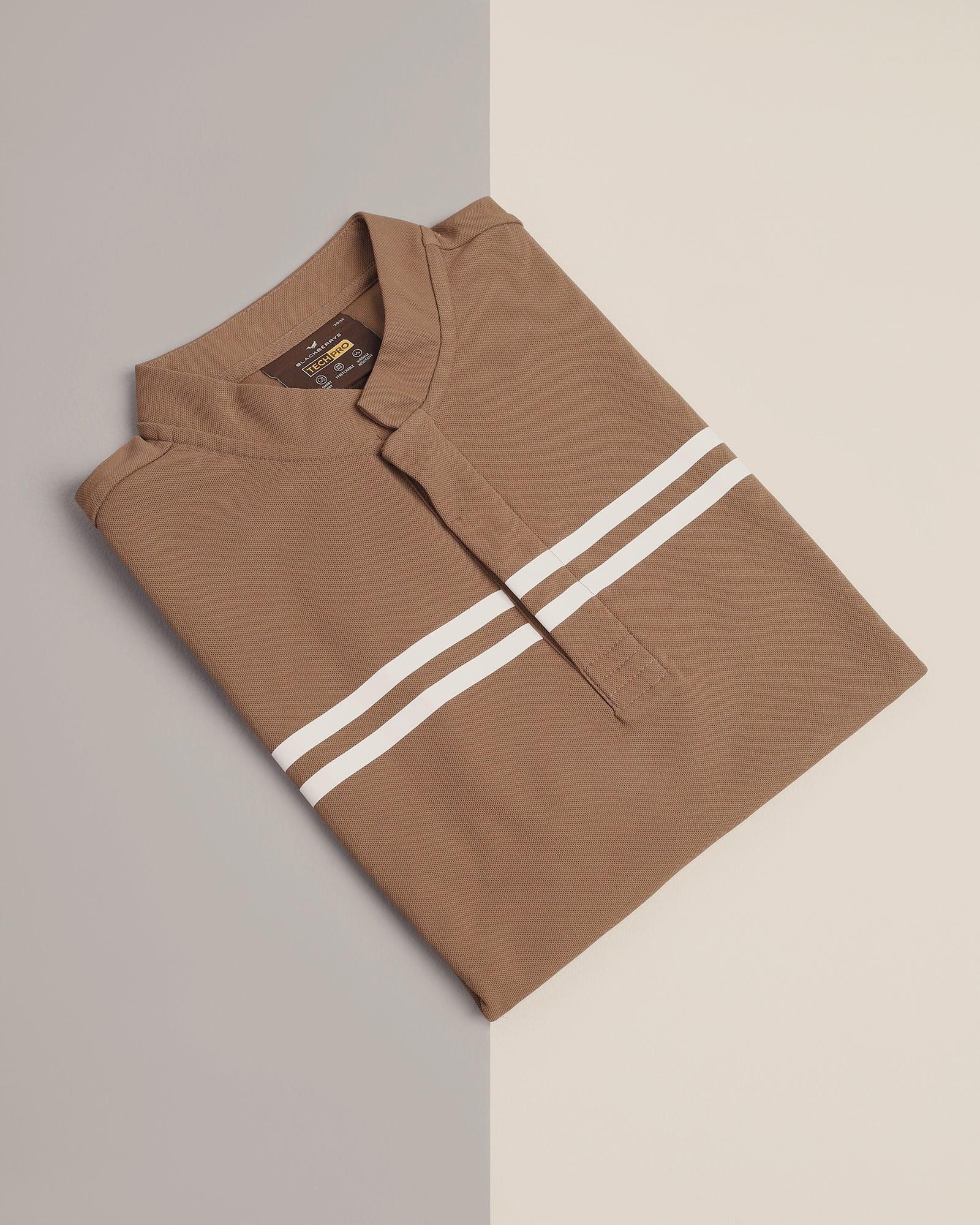 TechPro Polo Brown Stripe T-Shirt - Saylor
