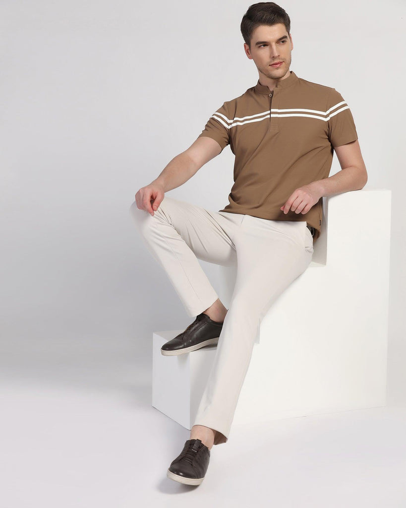 TechPro Polo Brown Stripe T-Shirt - Saylor