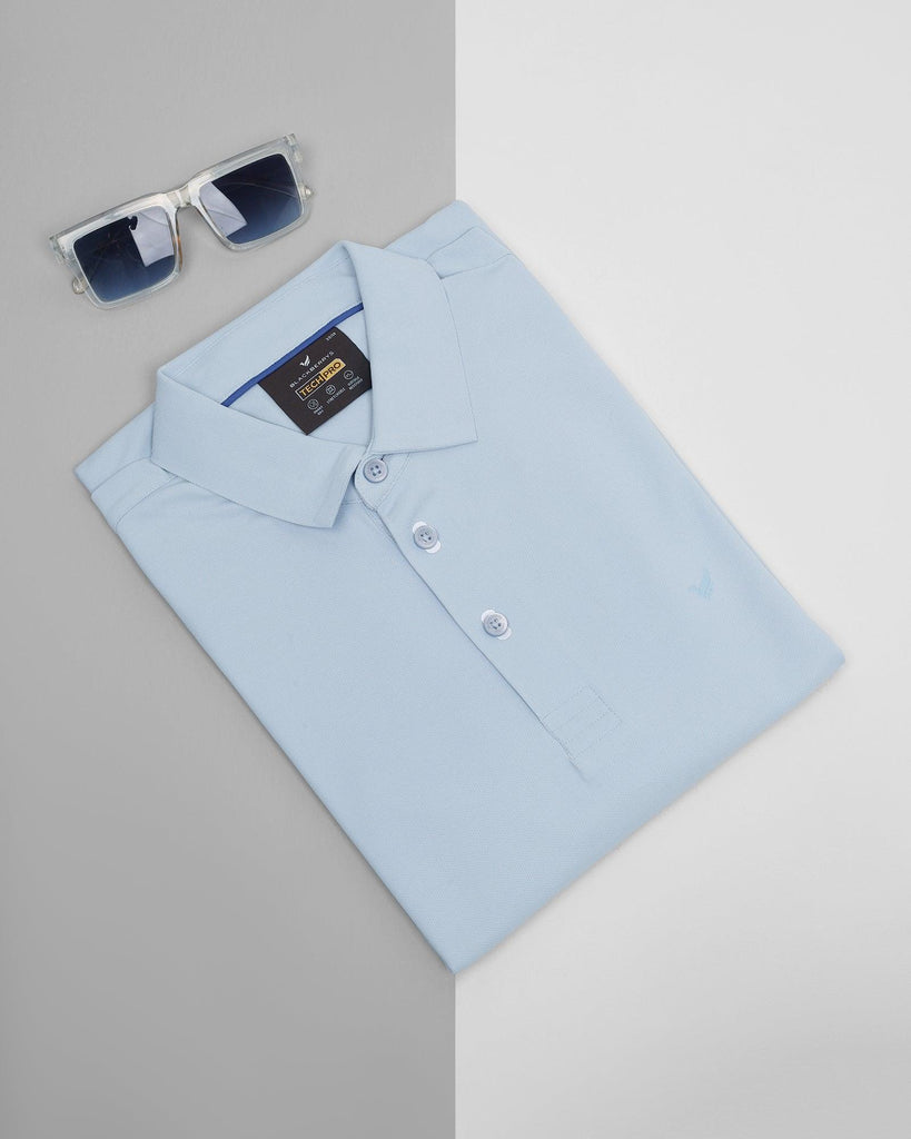 TechPro Polo Powder Blue Solid T-Shirt - Bran