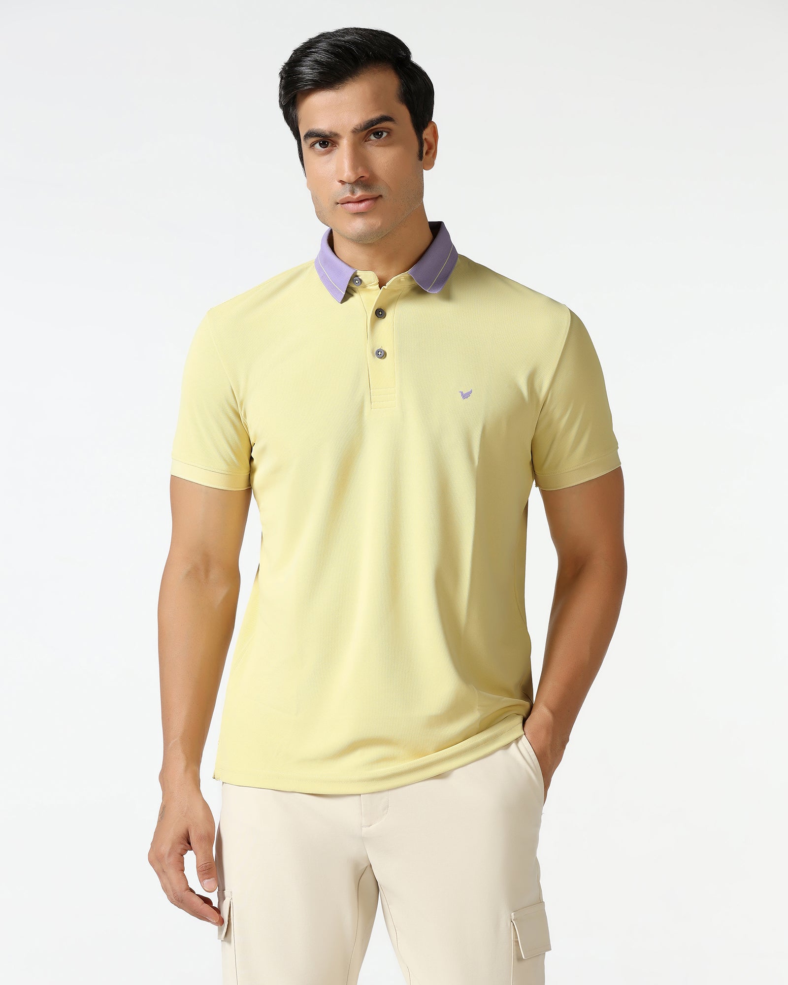 Buy TechPro Polo Powder Yellow Solid T-Shirt