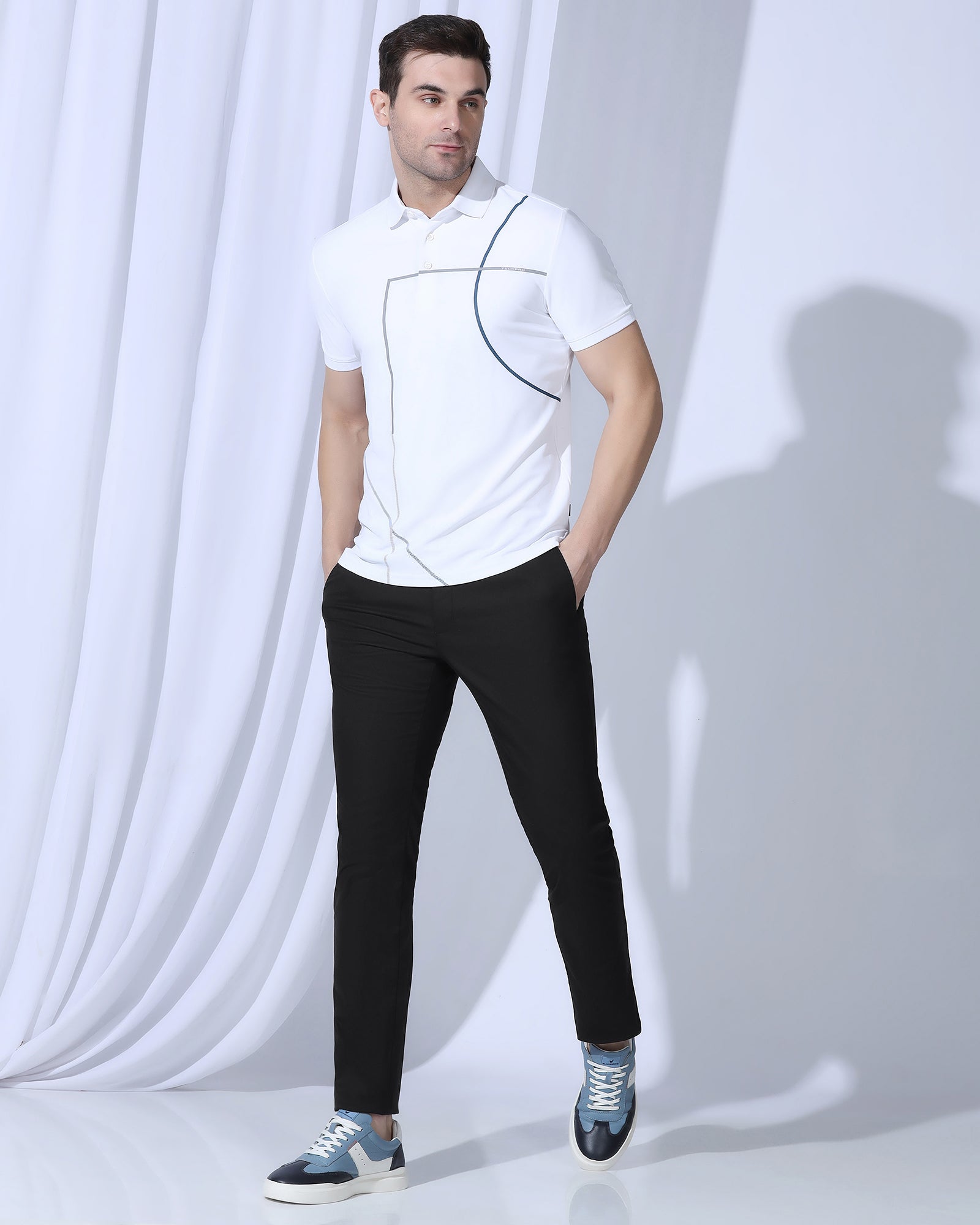 TechPro Slim Comfort B-95 Casual Black Solid Khakis - Androit