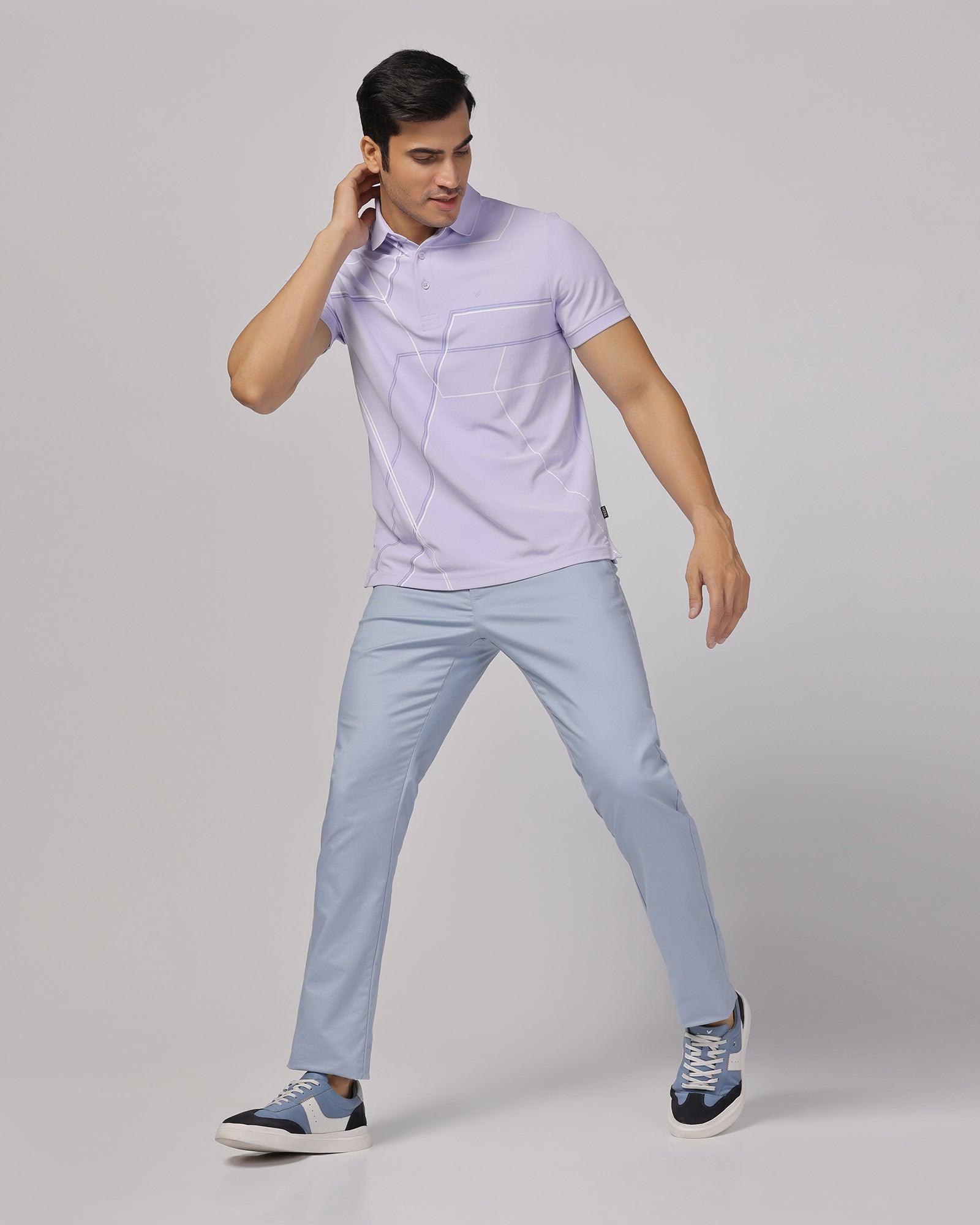 TechPro Slim Comfort B-95 Casual Blue & Grey Solid Khakis - Andros