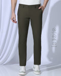 TechPro Slim Comfort B-95 Casual Dark Olive Solid Khakis - Androit